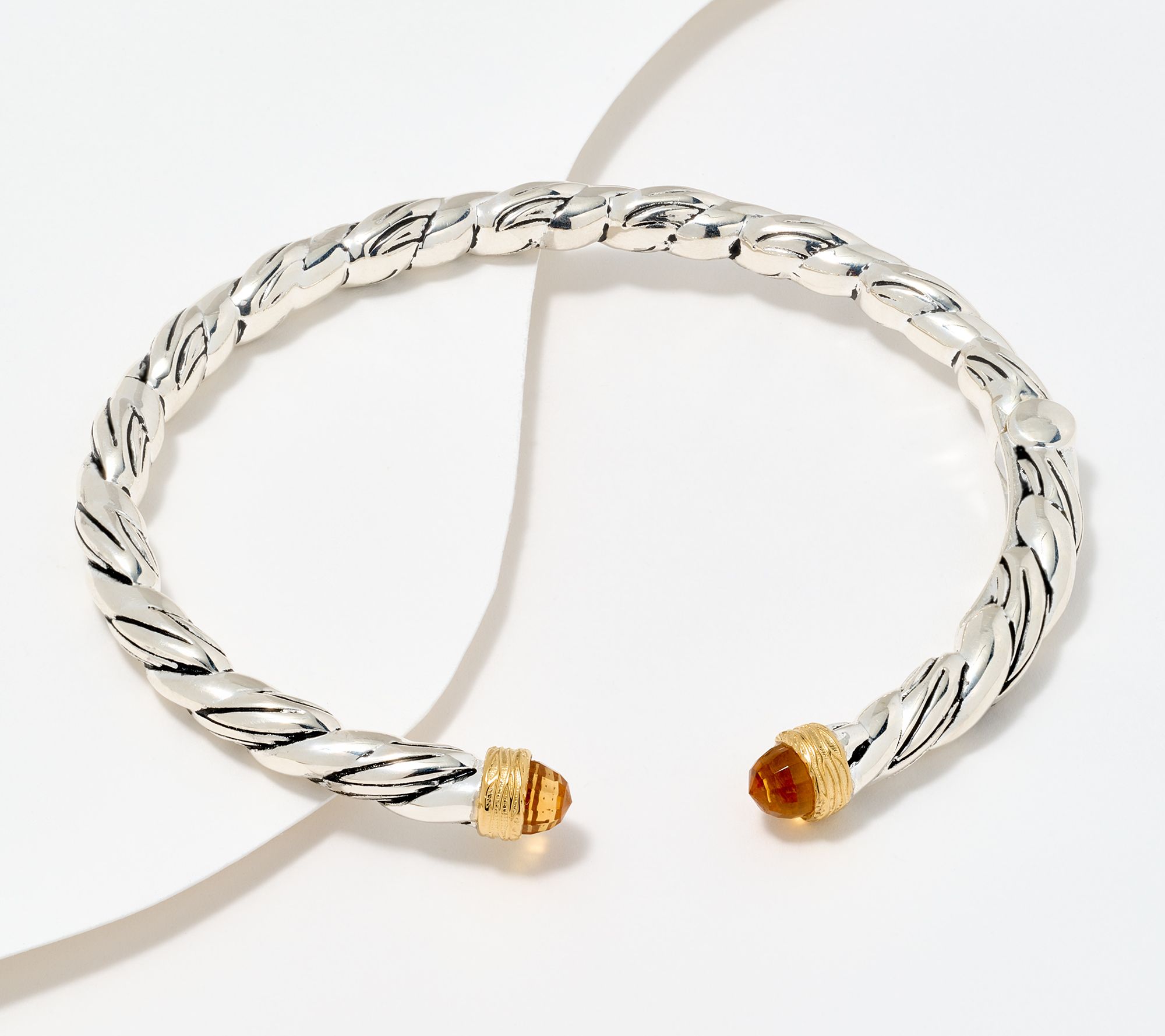 Christian James by Scott Grimes Sterling Silver Two-Tone Gemstone Cuff