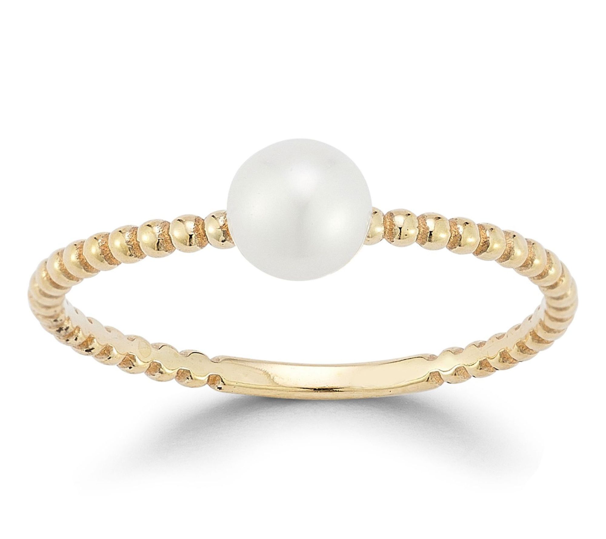 Italian Gold Cultured Pearl Beaded Band Ring, 14K