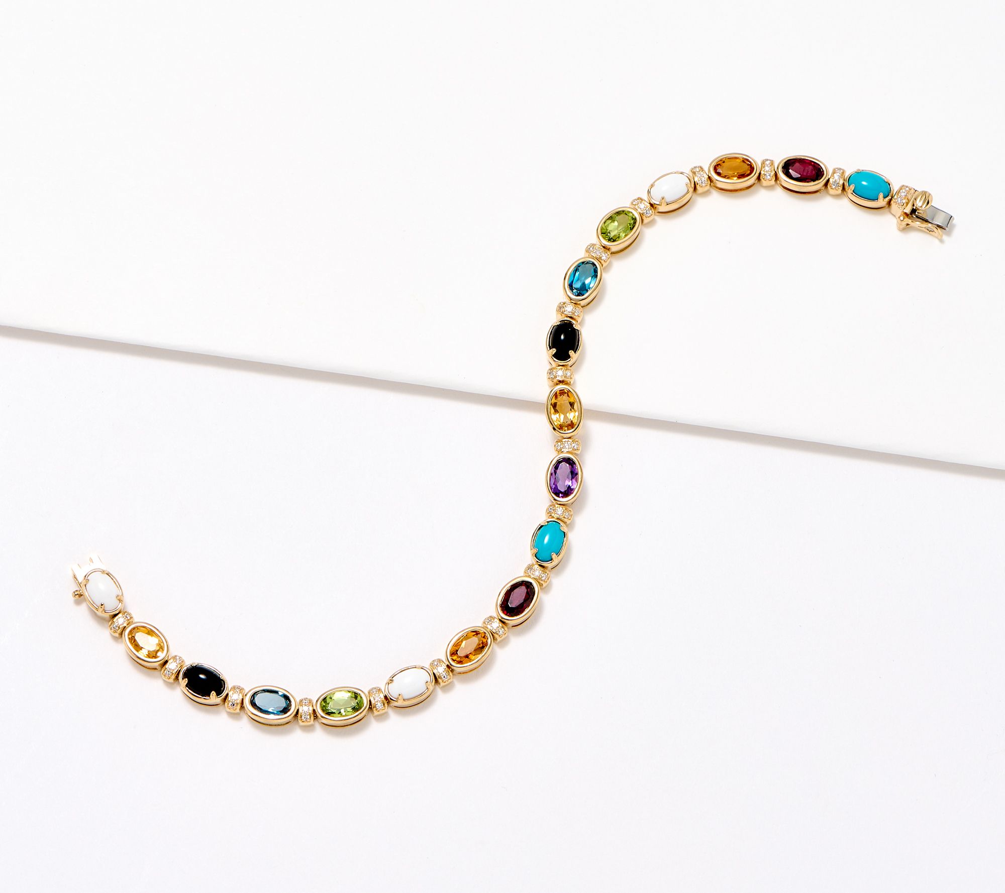 As Is Effy Mosaic Multi-Gemstoneo & Diamond Bracelet, 14K