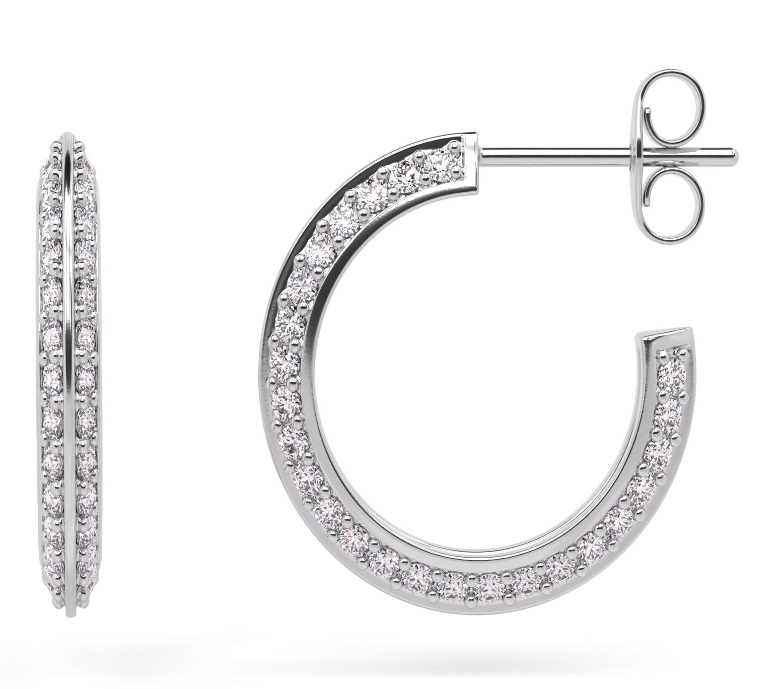 Diamonique Knife Edge 3/4" Hoop Earrings, Sterling Silver