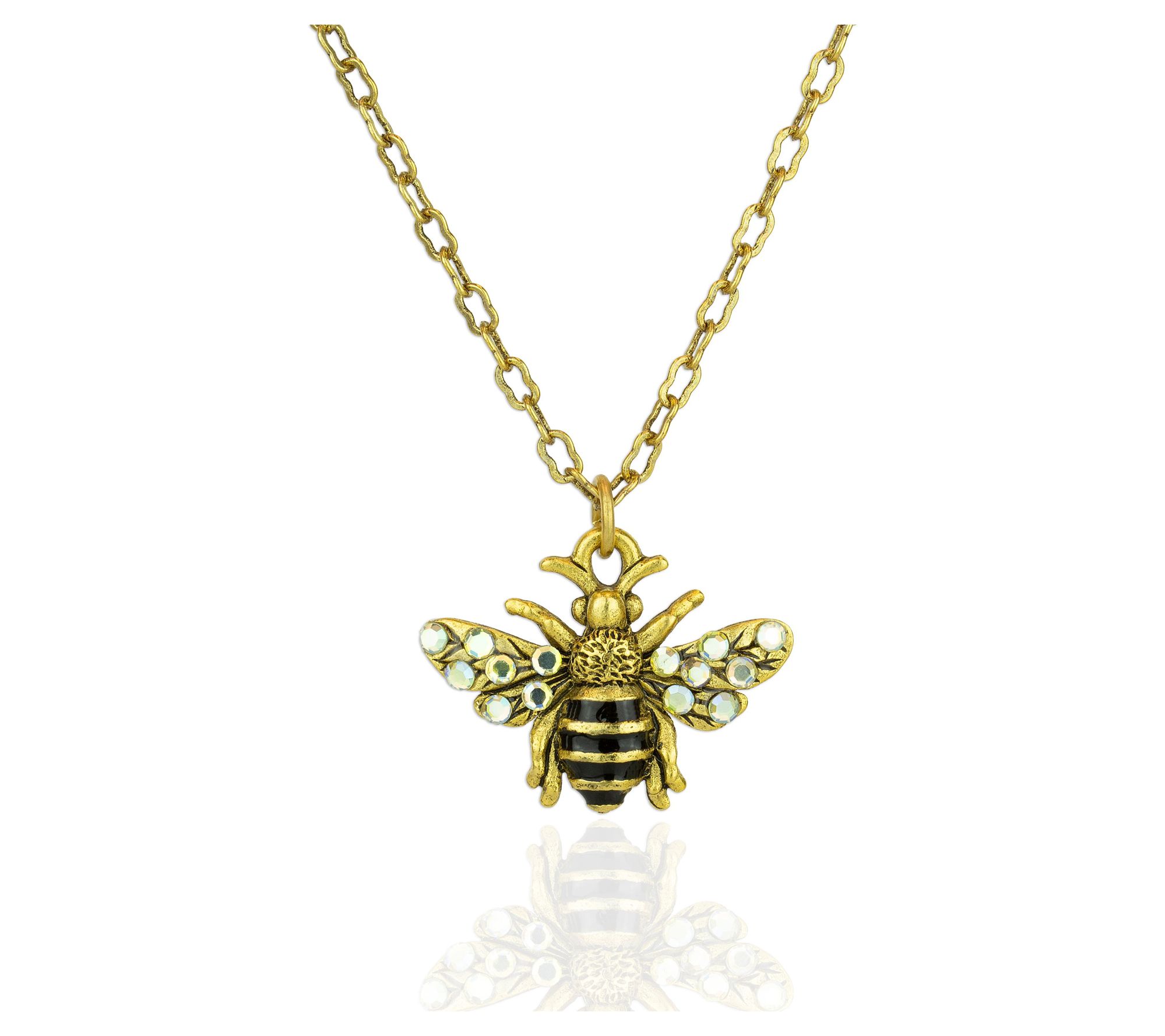 Anne Koplik Crystal Striped Bumble Bee Pendantw/ Chain
