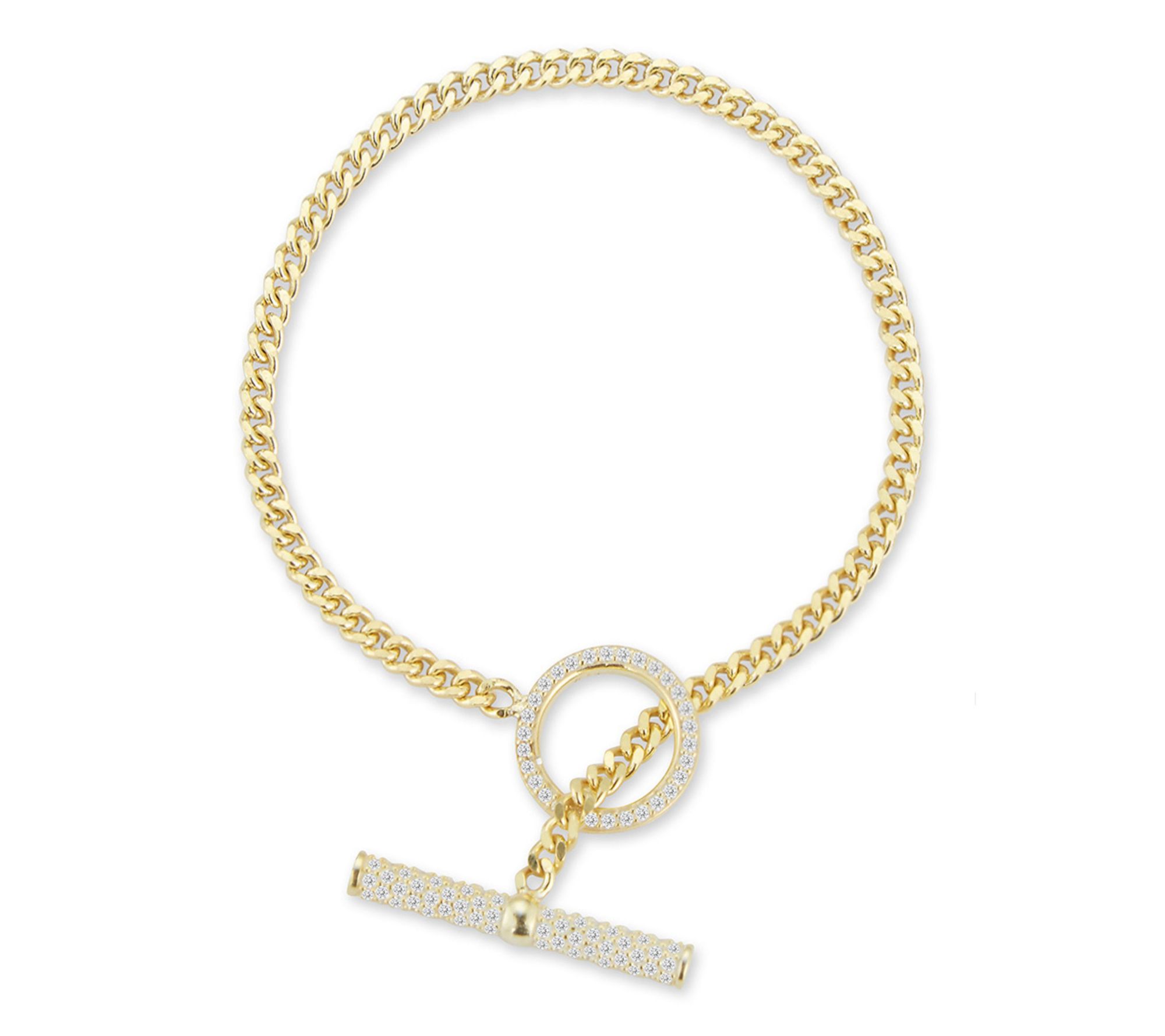 Sterlina Silver Pave Toggle Curb Chain Bracelet, Sterling