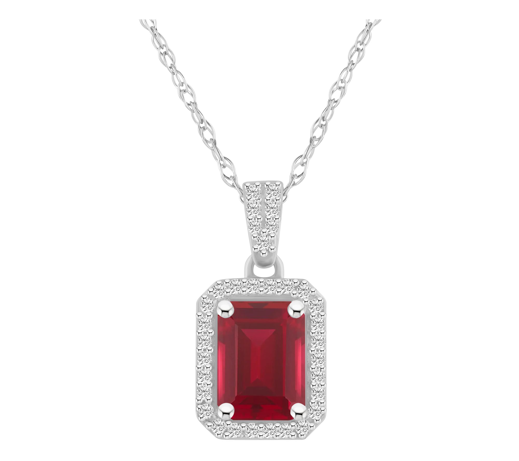 Affinity Gems Emerald Cut Created Gemstone Necklace, 10K