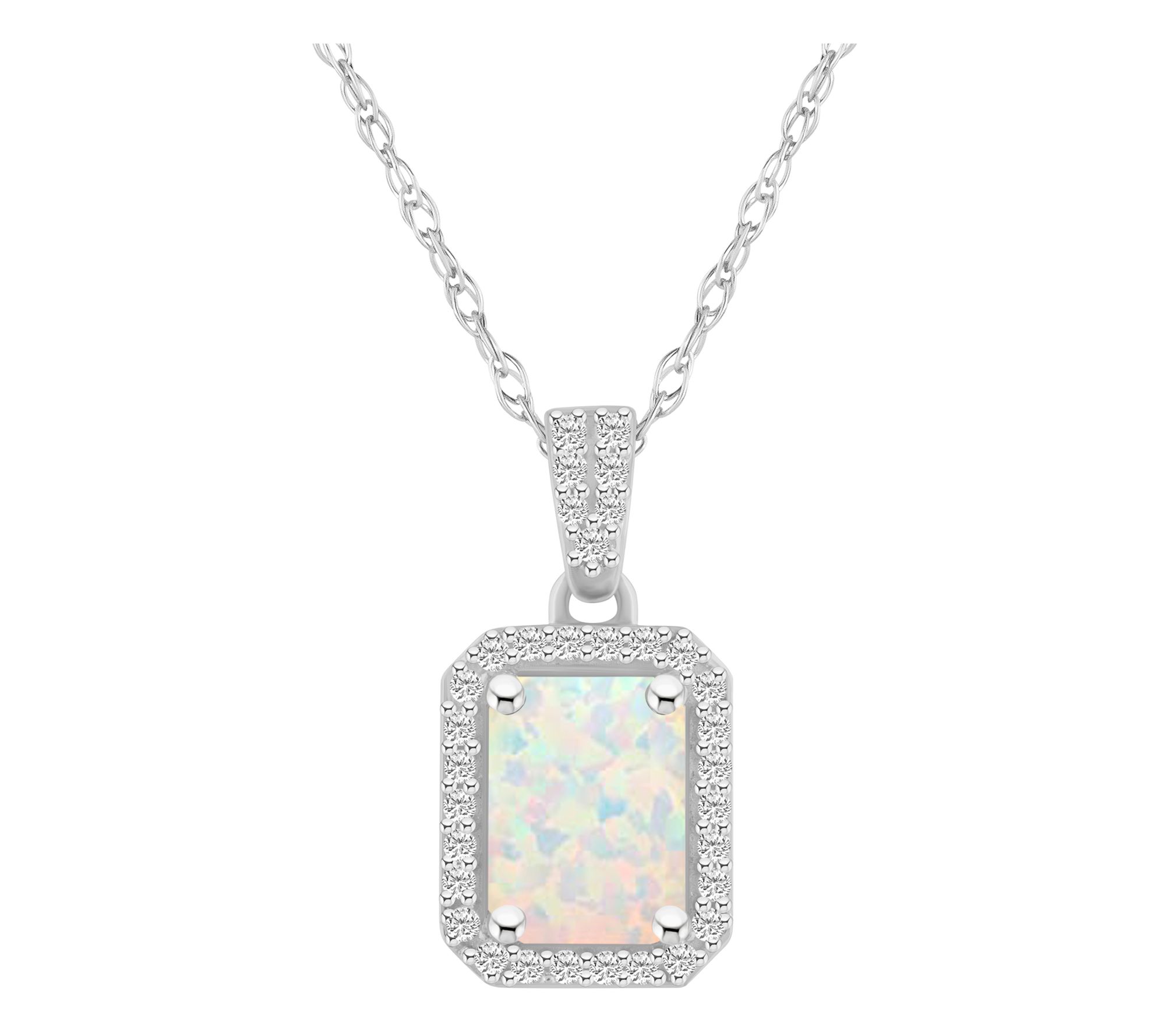 Affinity Gems Emerald Cut Created Gemstone Necklace, 10K