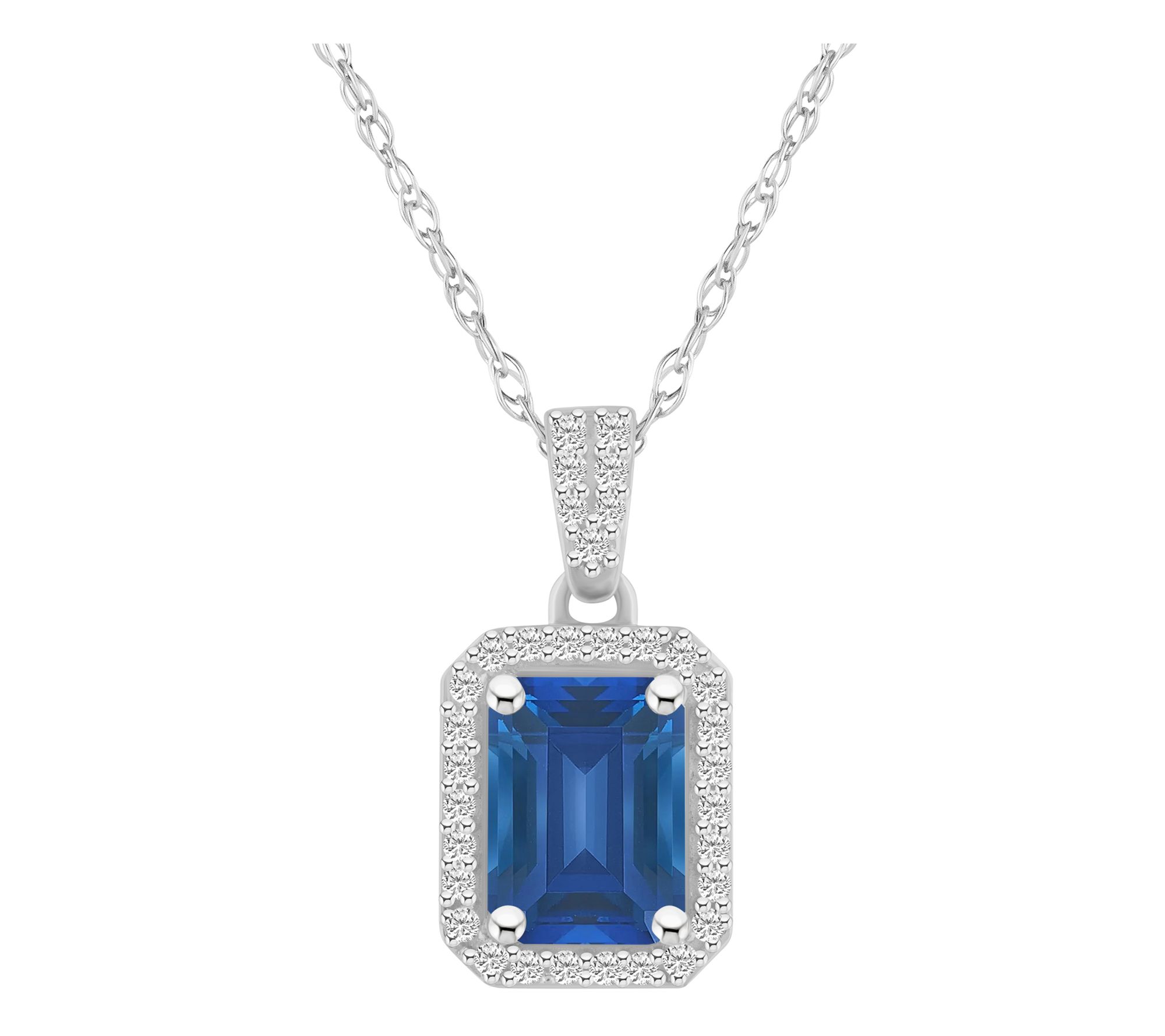 Affinity Gems Emerald Cut Created Gemstone Necklace, 10K