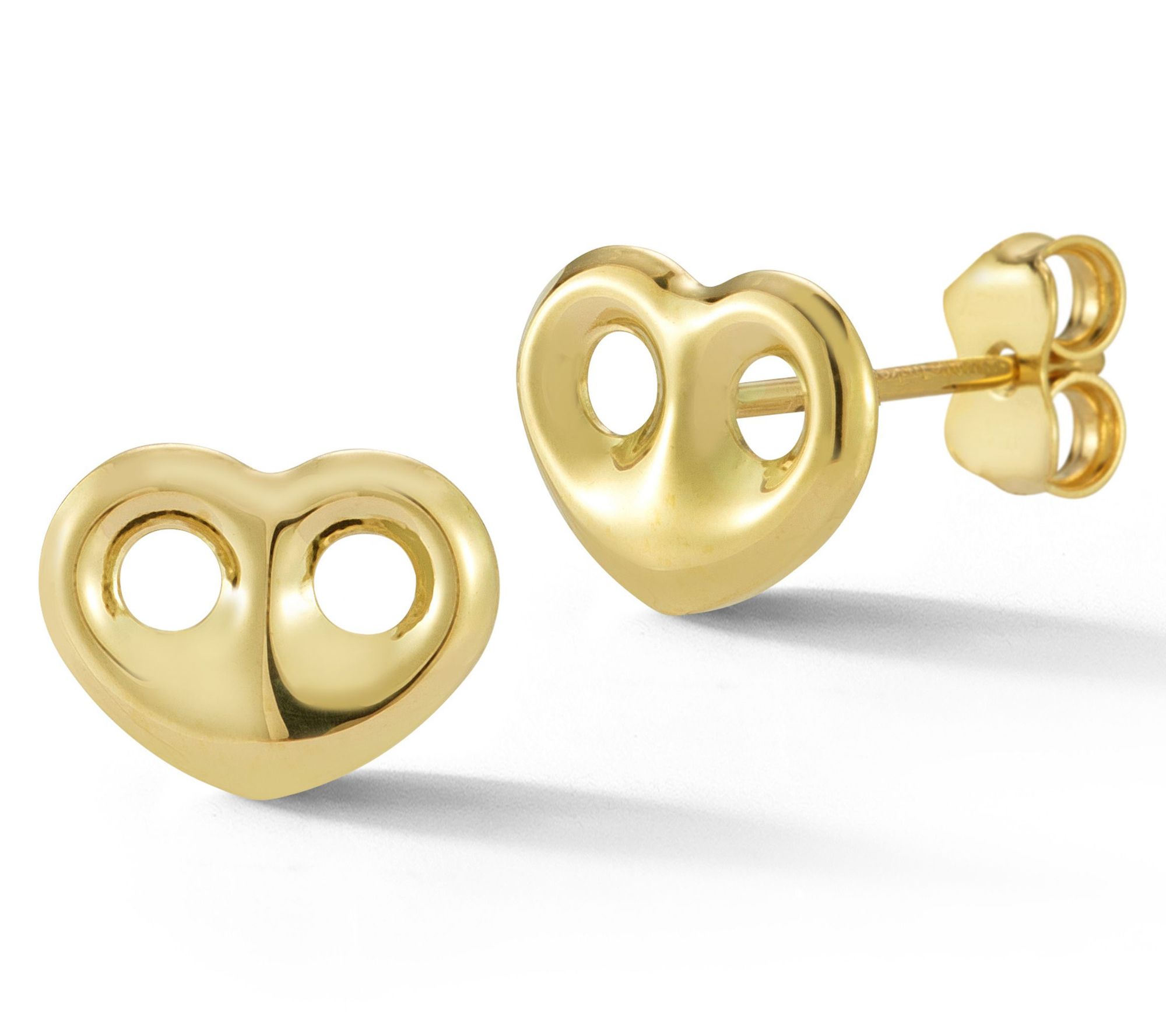 Luminosa Gold Puffed Mariner Heart Stud Earrings, 14K