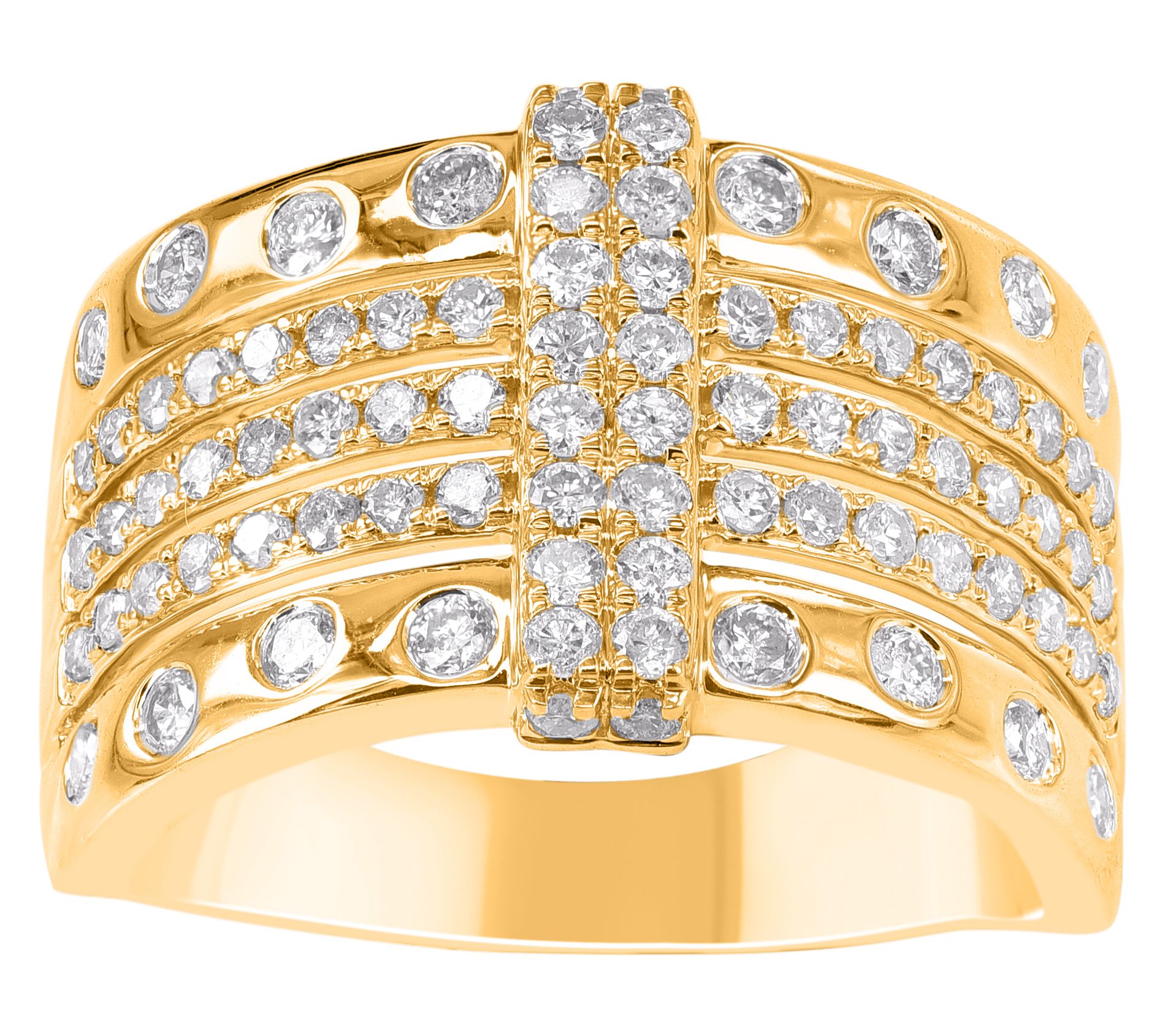 Affinity Diamonds 1.00 cttw Multi-Row Ring, 14KGold