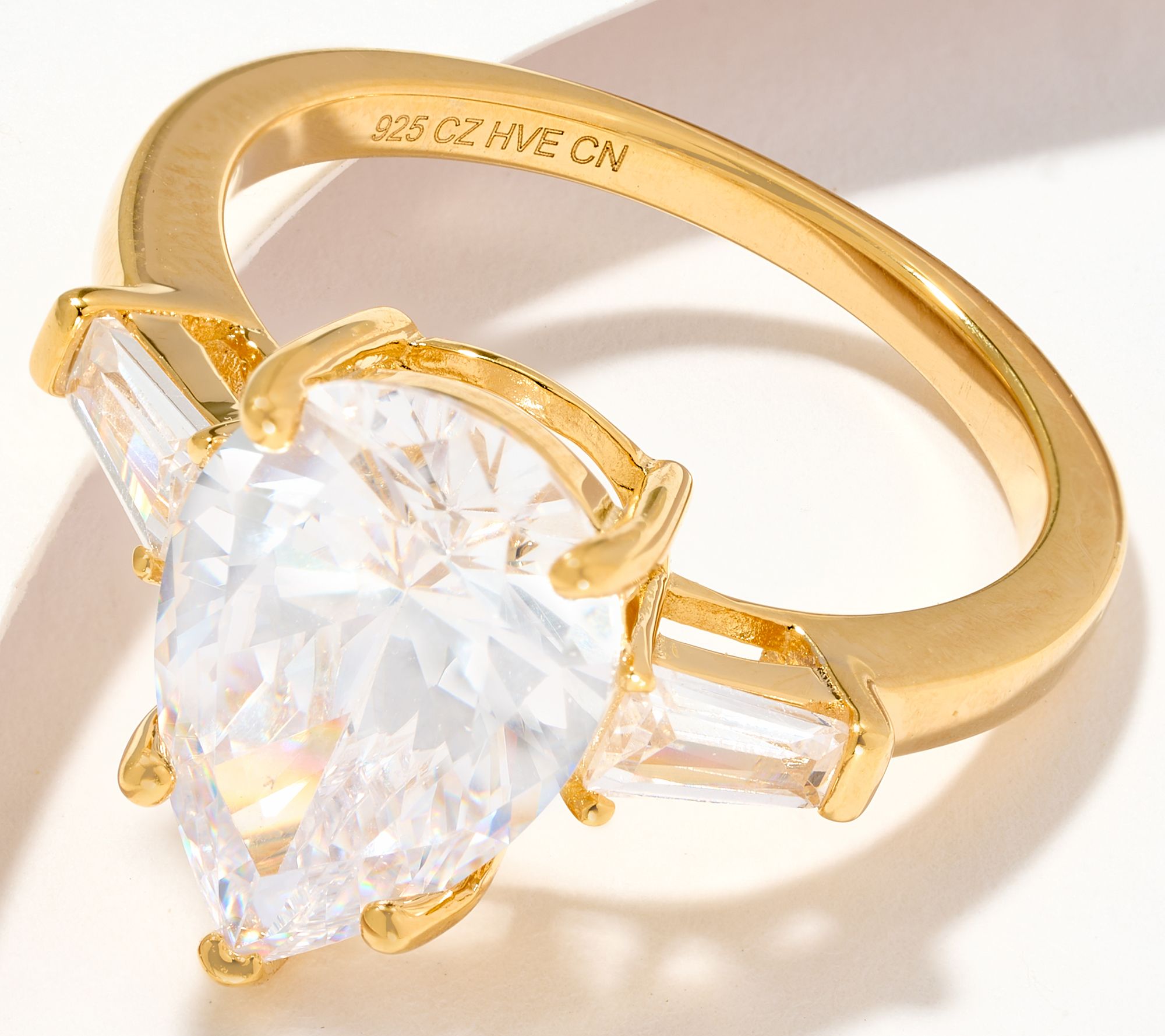 "As Is" Diamonique Classics Choice Cut Solitaire Ring,14K Plated