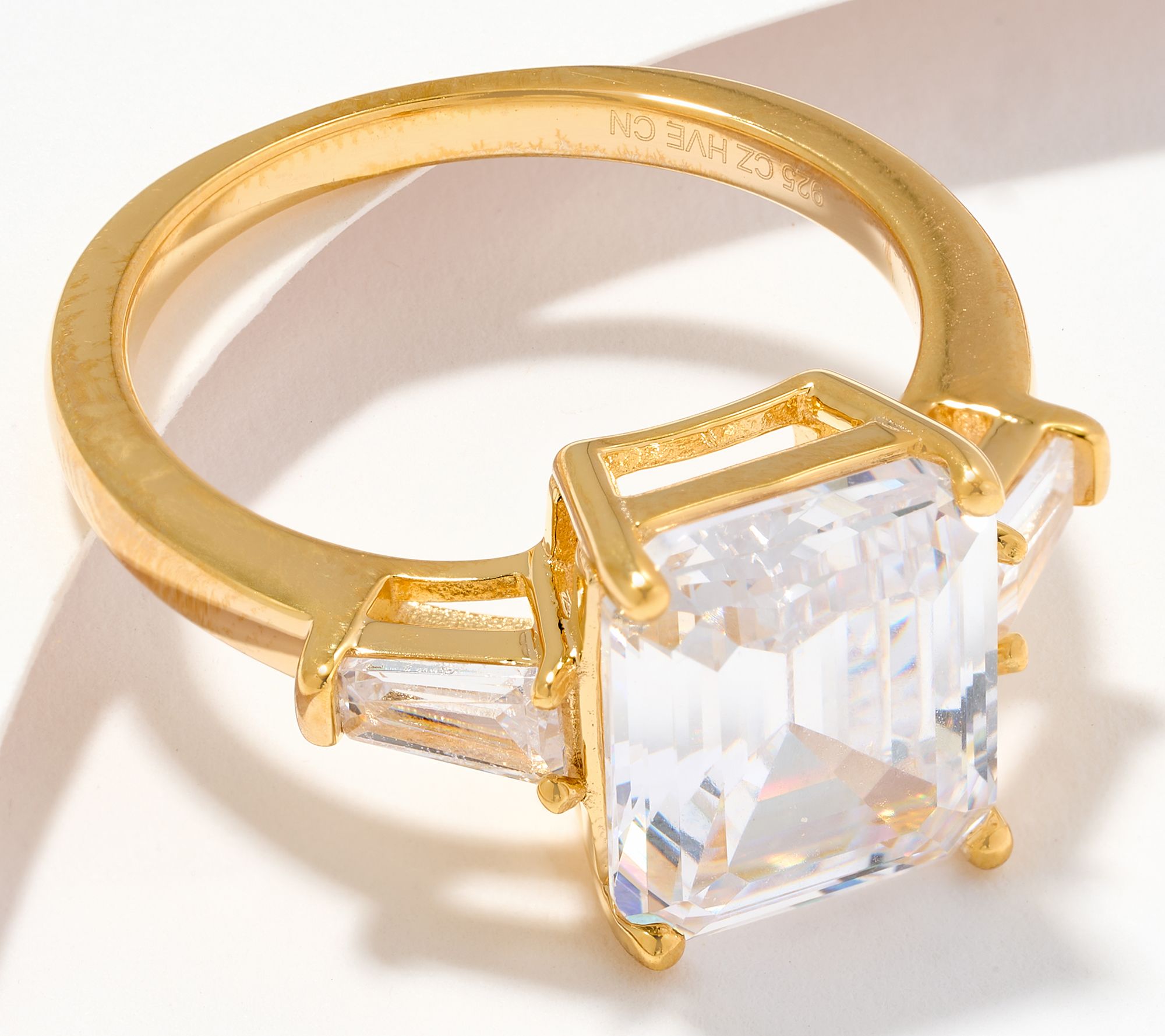"As Is" Diamonique Classics Choice Cut Solitaire Ring,14K Plated