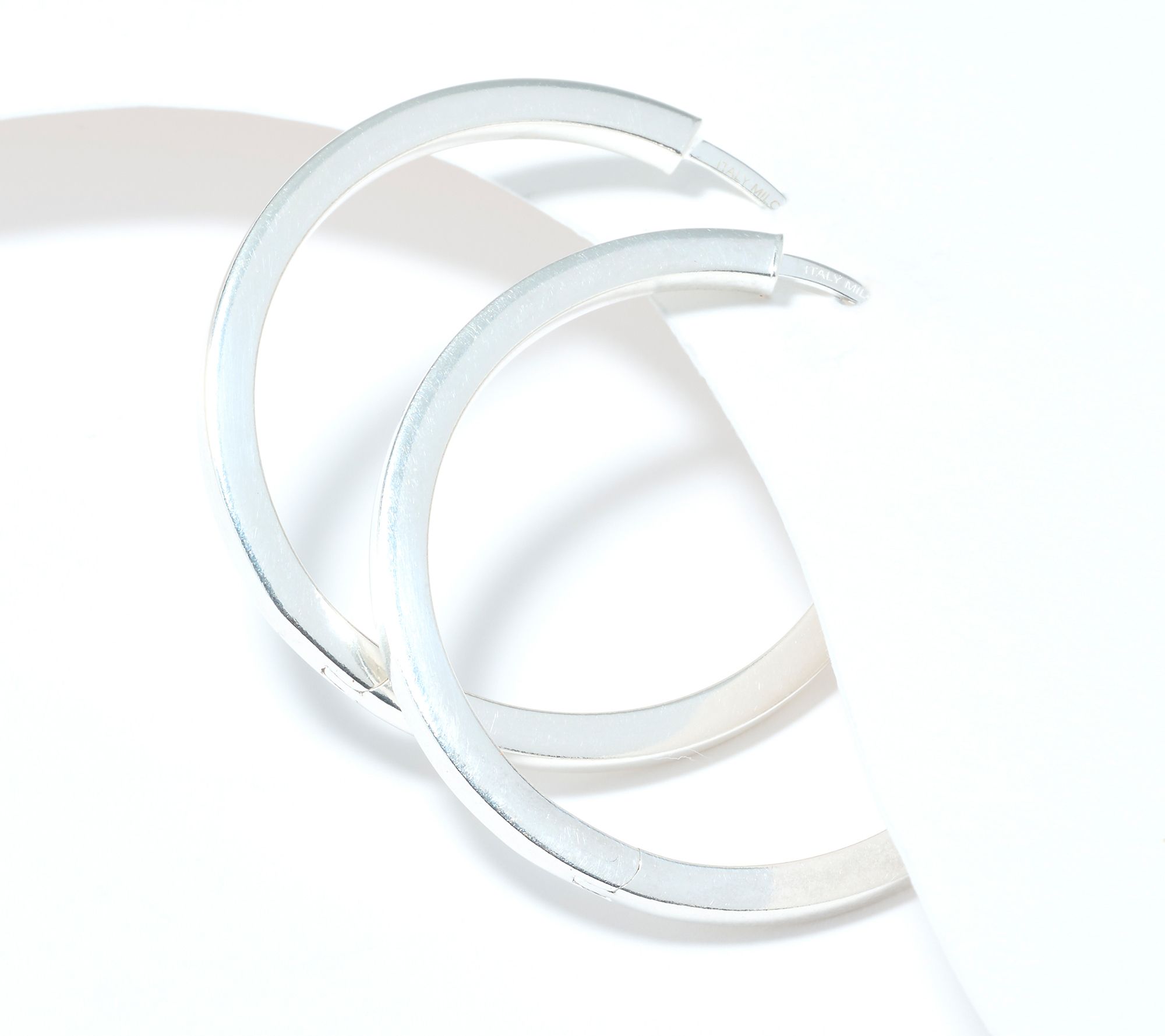 UltraFine 950 Silver Safety Lock 1-1/2" Hoop Earrings