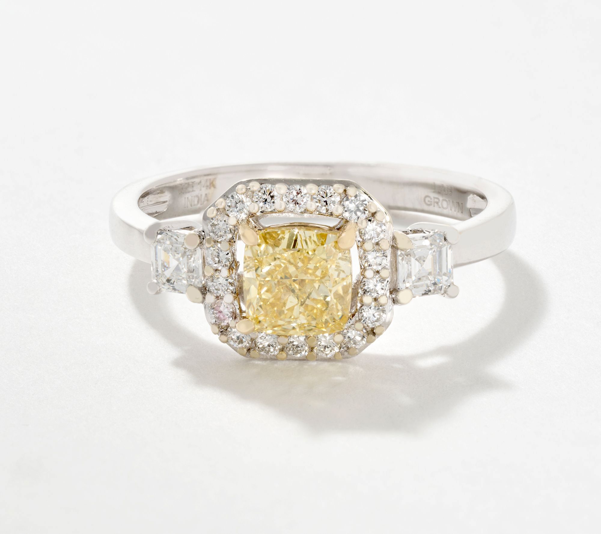 Fire Light Lab Grown Diamond Yellow Cushion 1.35 cttw Ring, 14K