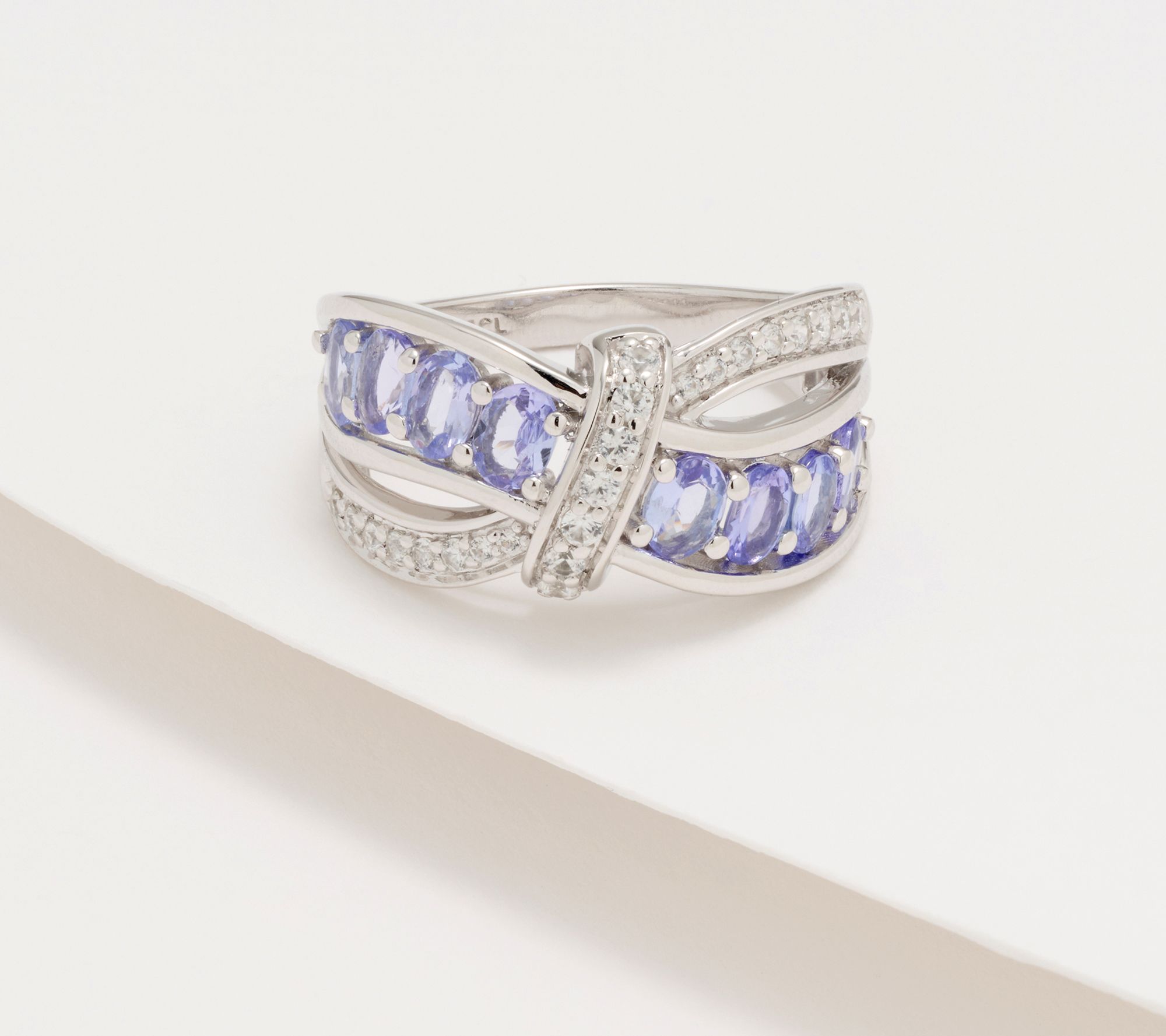Affinity Gems Tanzanite & White Zircon in Bundled Ribbon Ring, Sterling
