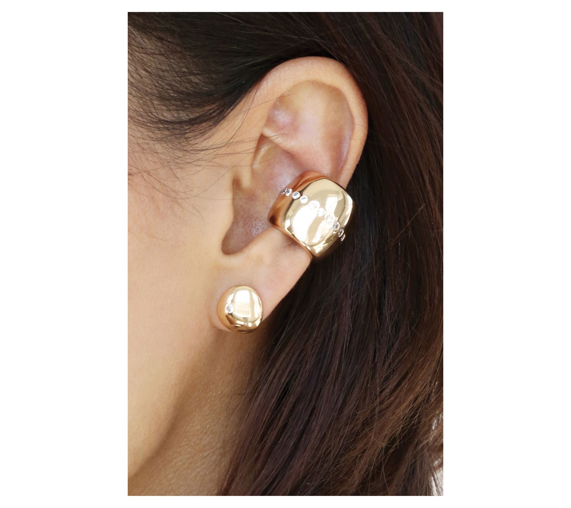 Ettika Center Crystal Line Chunky Ear Cuff - QVC.com