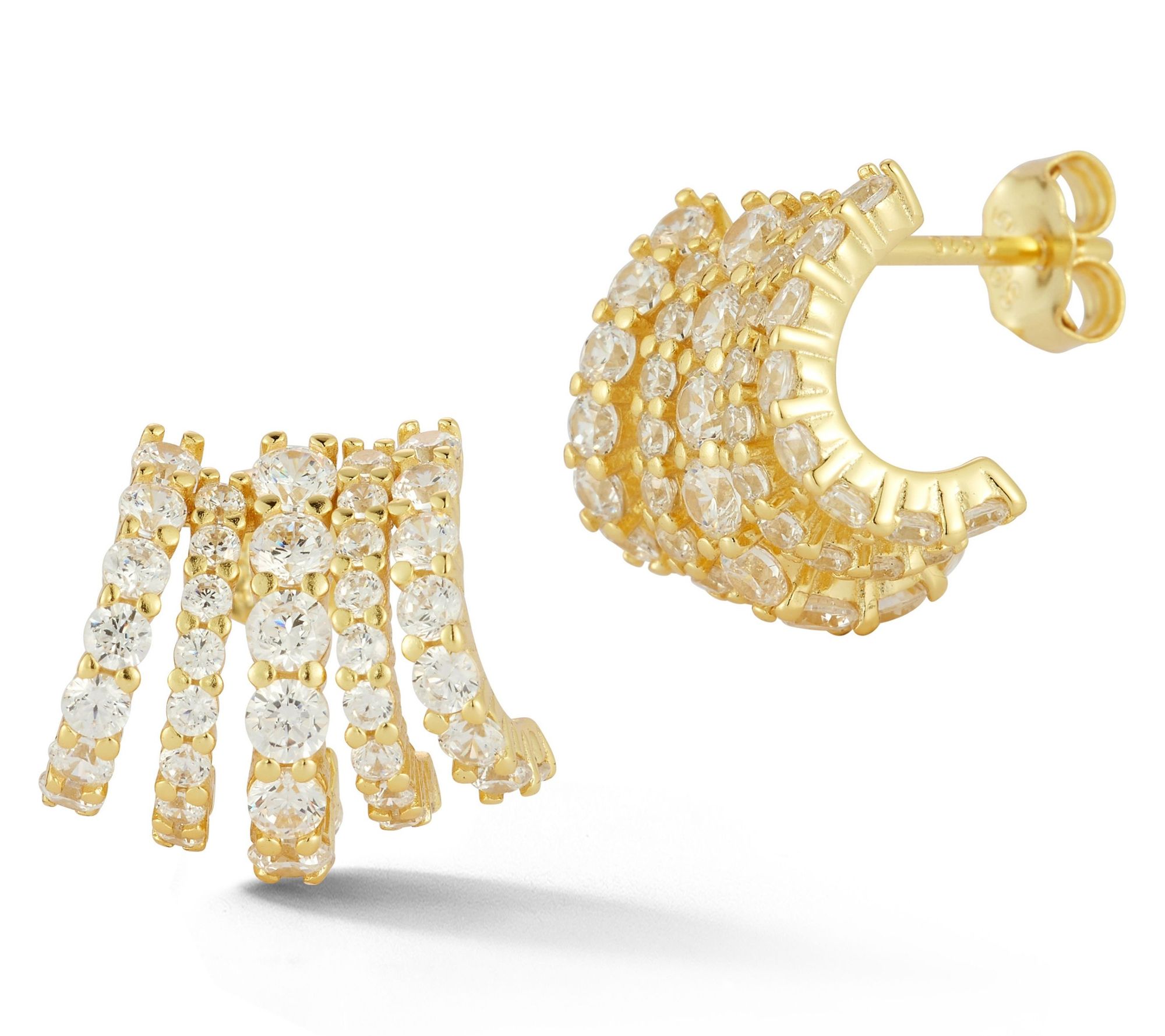 Rachel Zoe Pave Ribbed Hoop Earrings, SterlingSilver