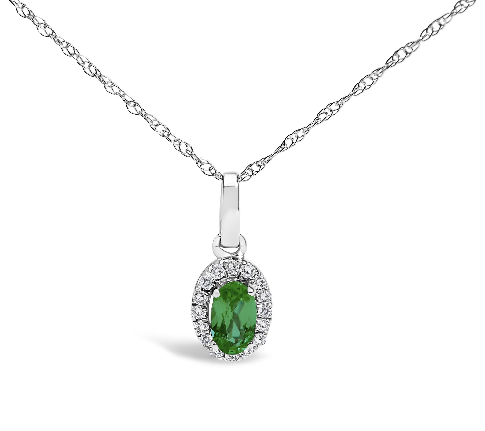 Haus of Brilliance Emerald & Diamond Pendant Necklace, 10K
