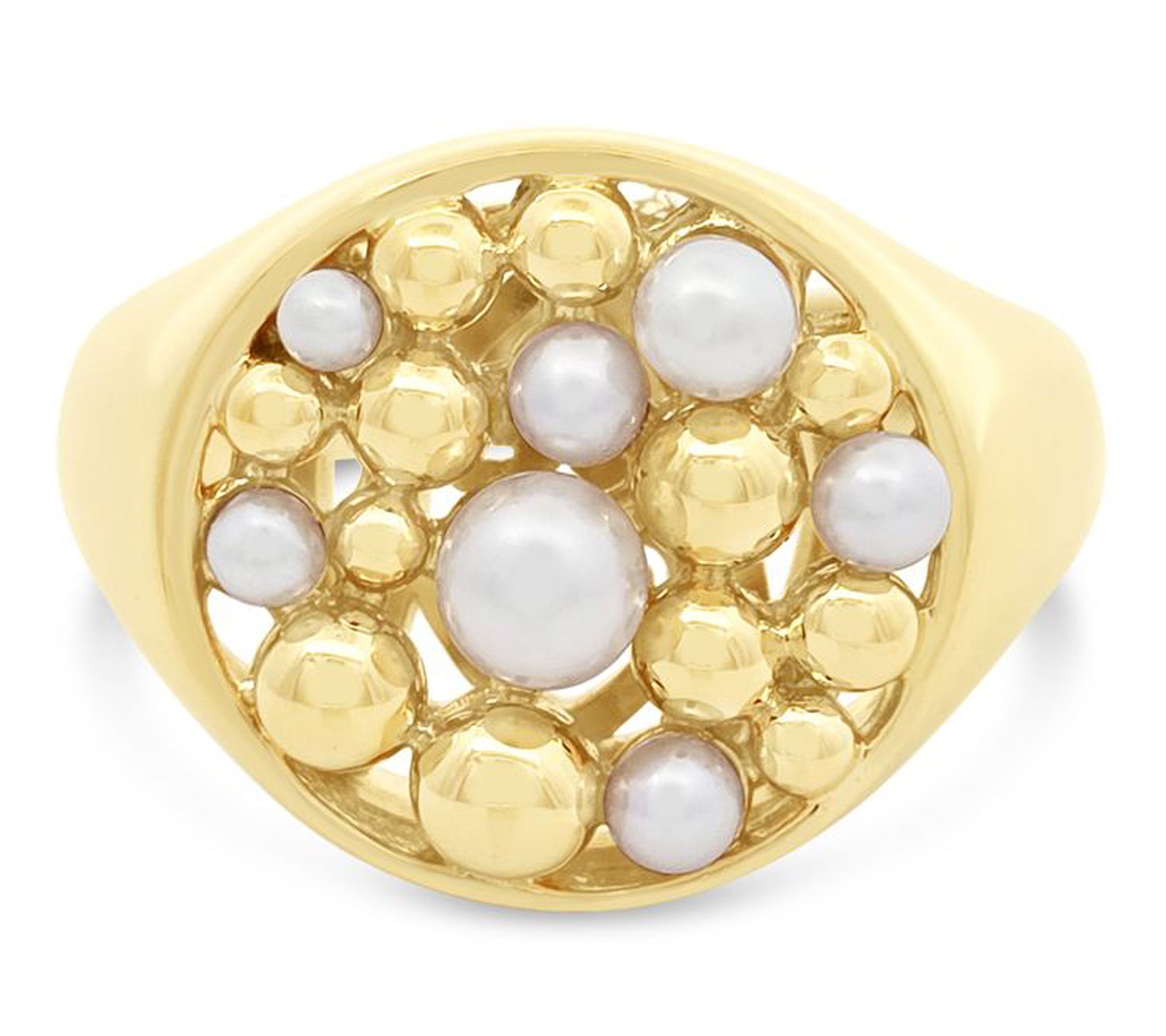 Elyse Ryan 14K Gold Clad Cultured Pearl Cocktail Ring