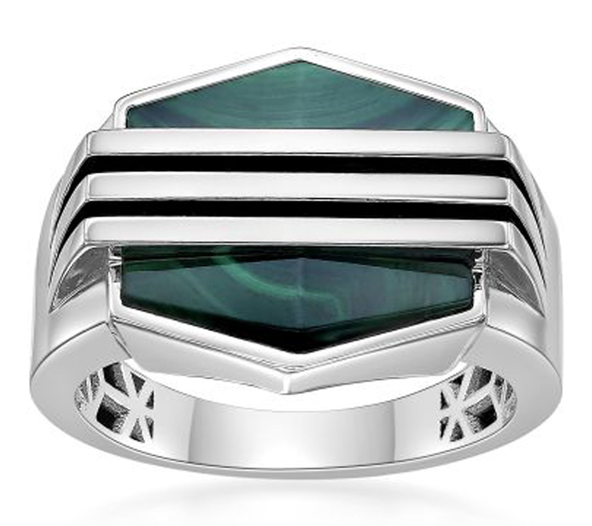 LYNX Men's Sterling Silver Malachite Ring