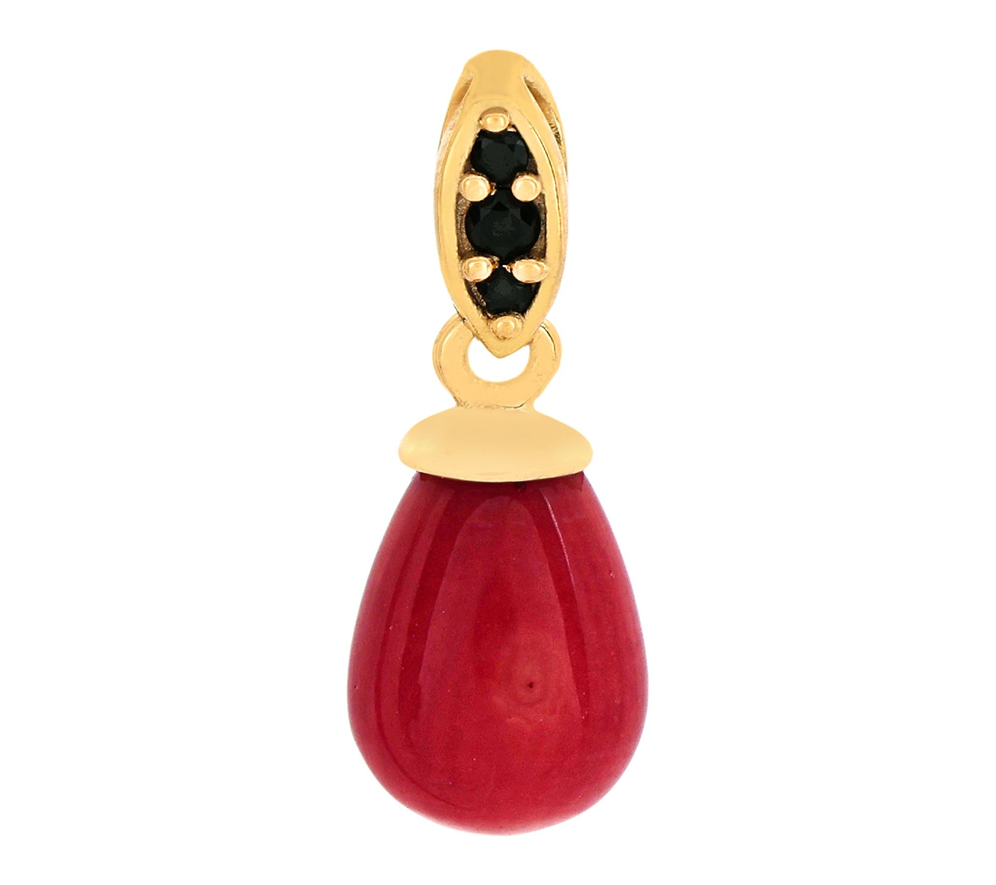 Affinity Gems Black Spinel & Red Bamboo Pendant, 14K Plated
