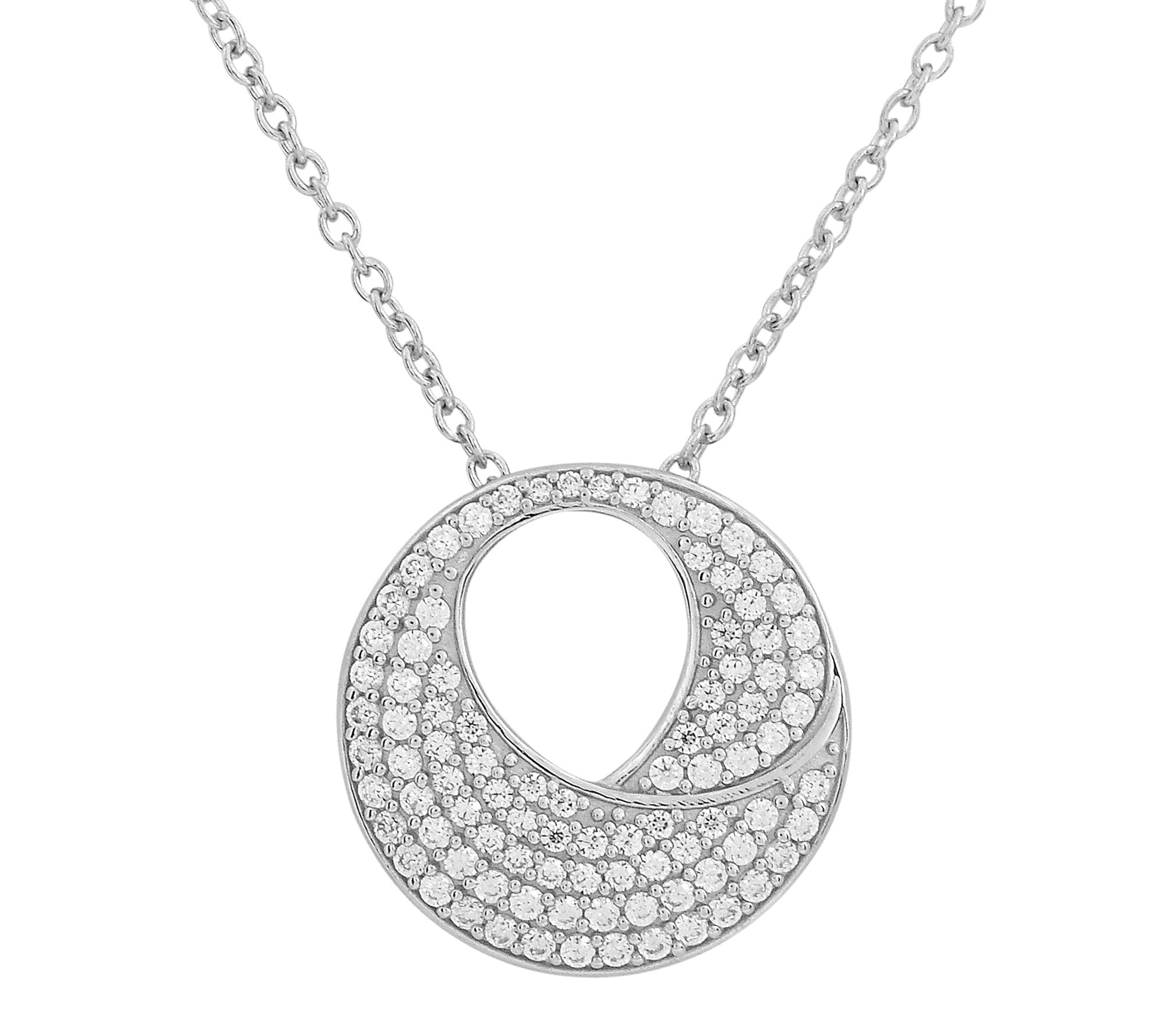 Diamonique Pave Open Circle Necklace, SterlingSilver