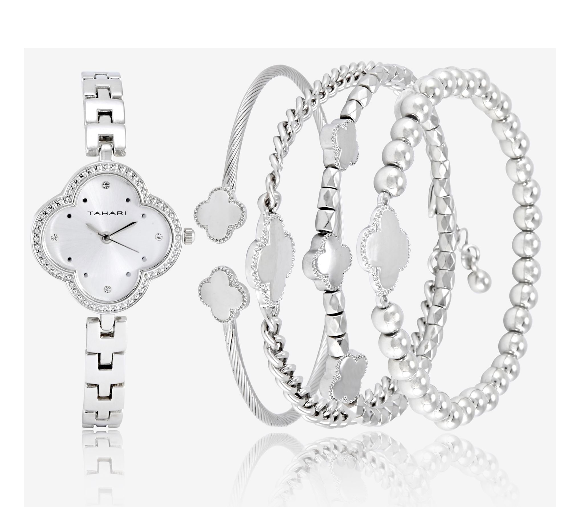 Tahari Women's Silvertone 5 Piece Watch & Bracelet Set