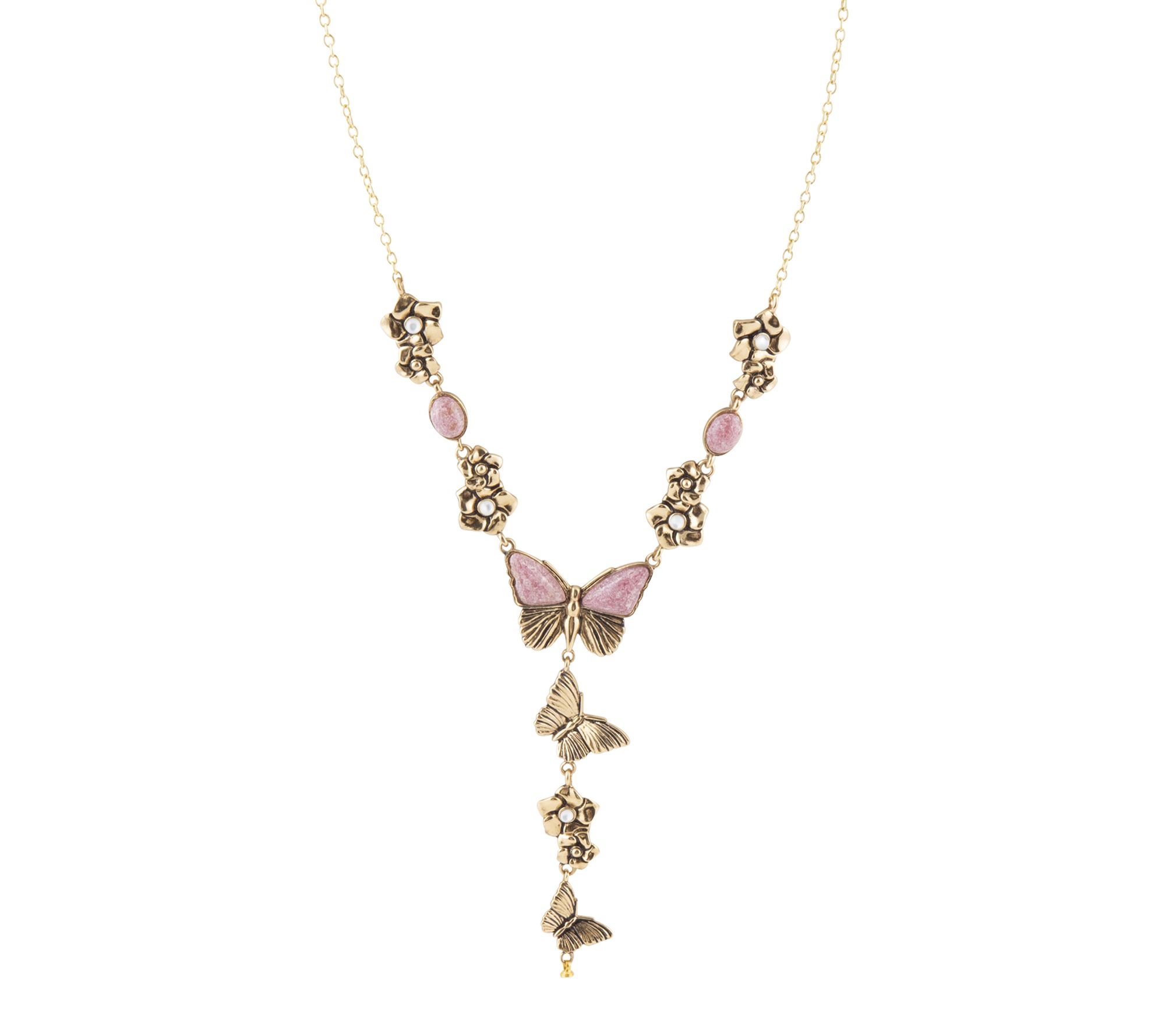 Barse Artisan Crafted Multi-Gemstone ButterflyLariat Necklace