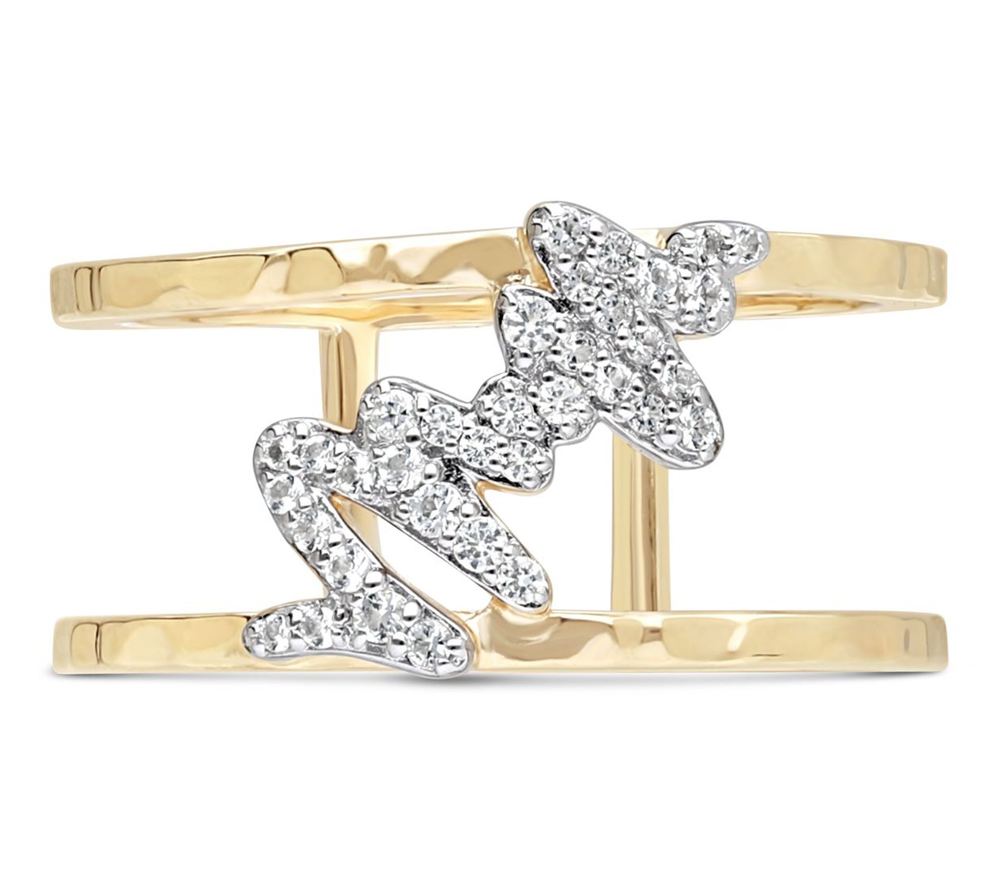 Goddaughters 14K Gold Clad White Topaz Effort Ring