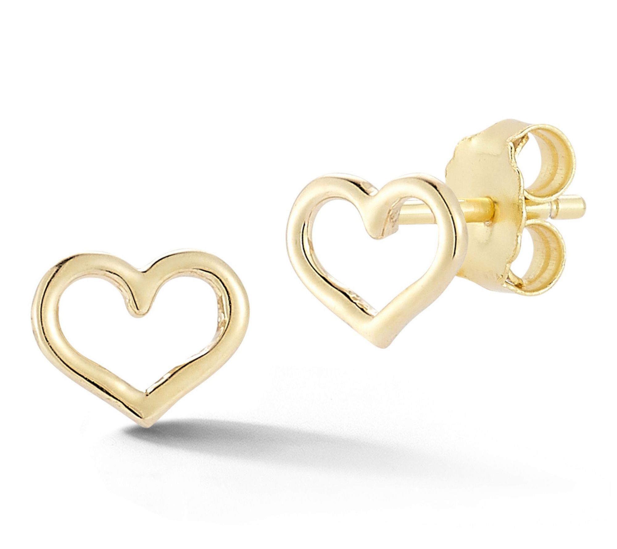Italian Gold Dainty Open Heart Stud Earrings, 14K
