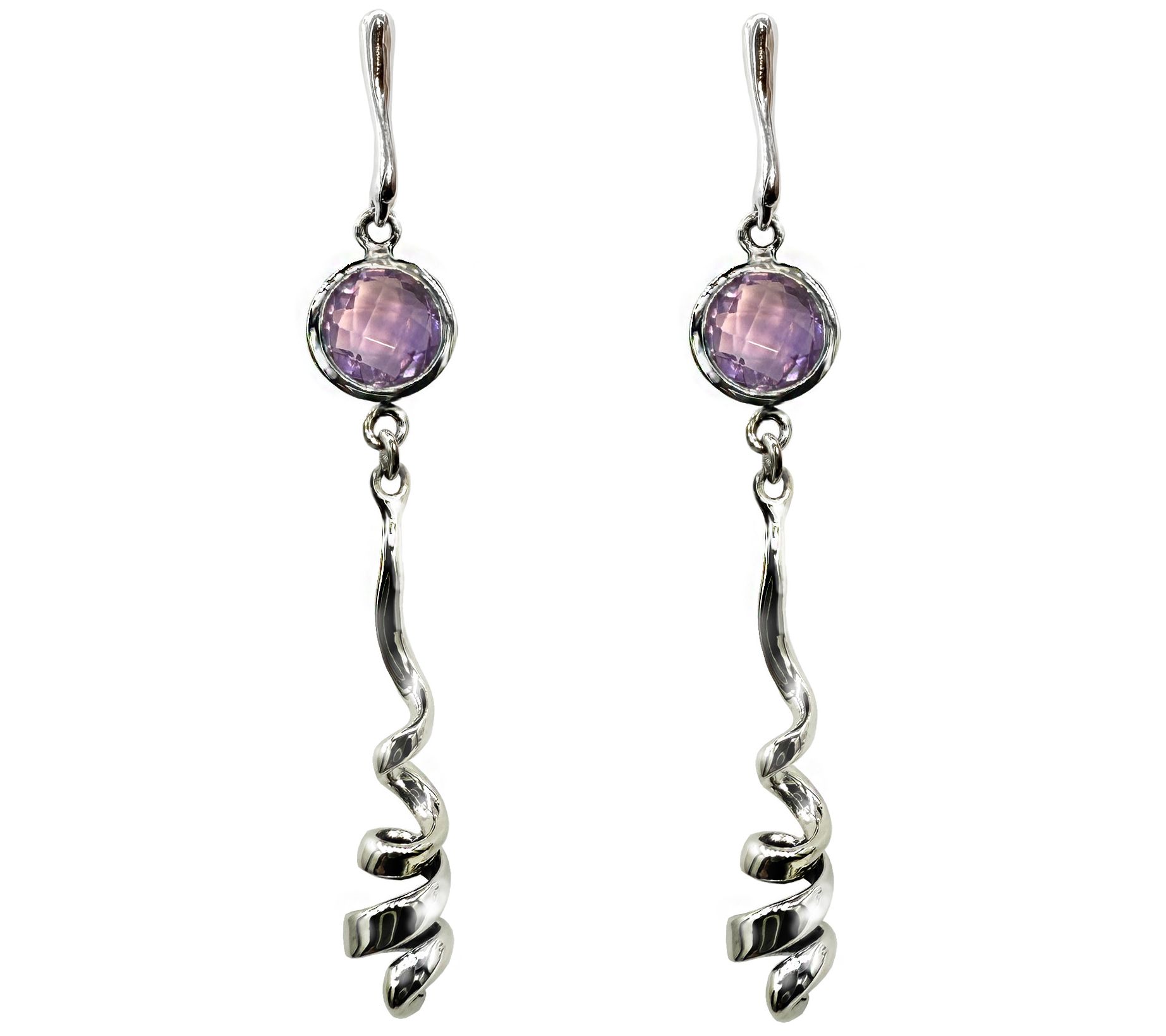 Hagit Sterling Silver Gemstone Swirling Ribbon Earrings