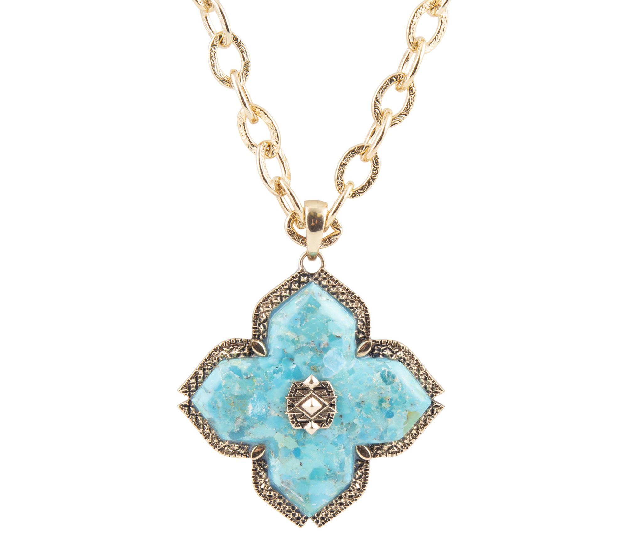 Barse Artisan Crafted Turquoise Maltese Cross Necklace