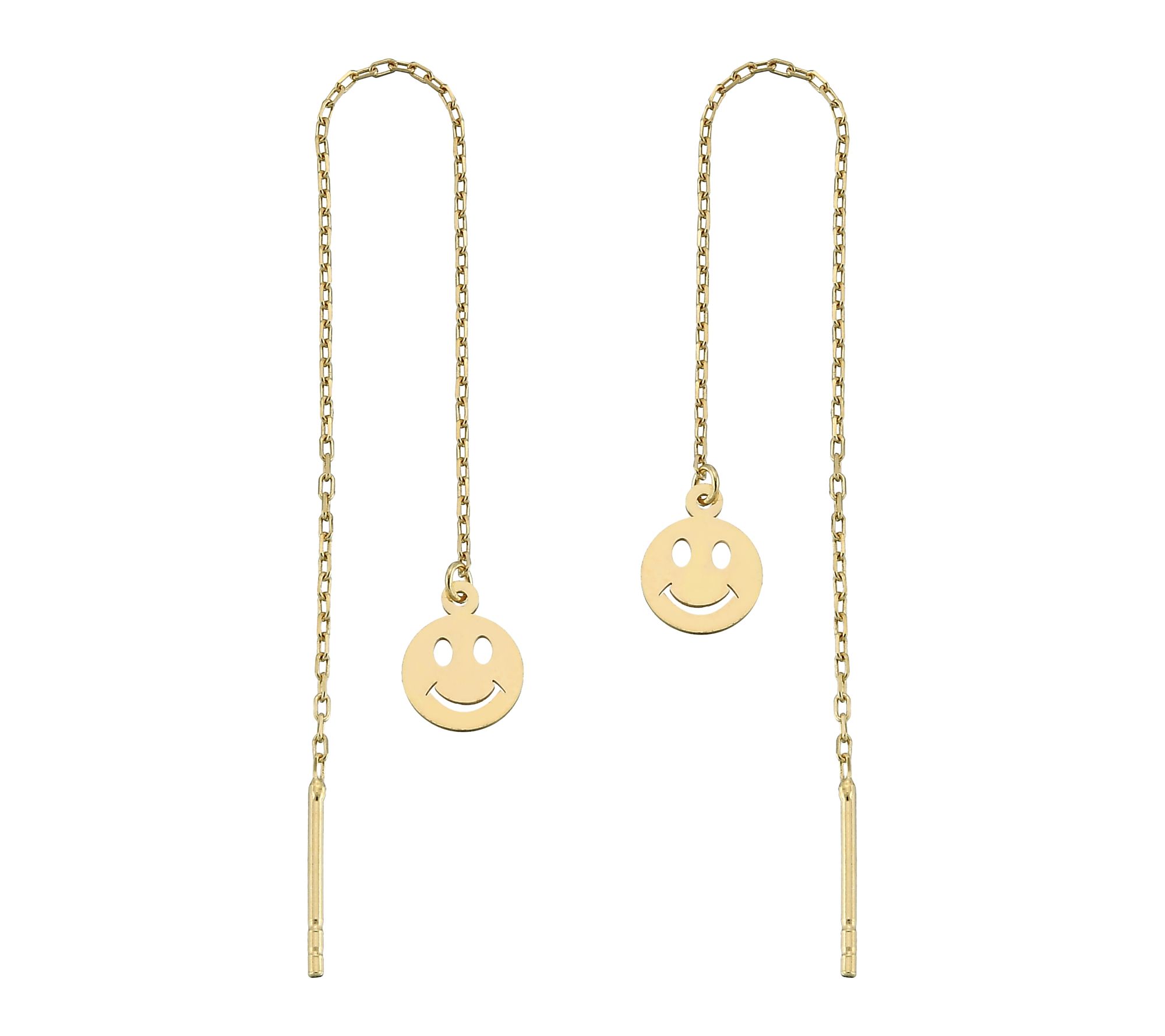 Silver Style Smiley Face Threader Earrings,  Sterling