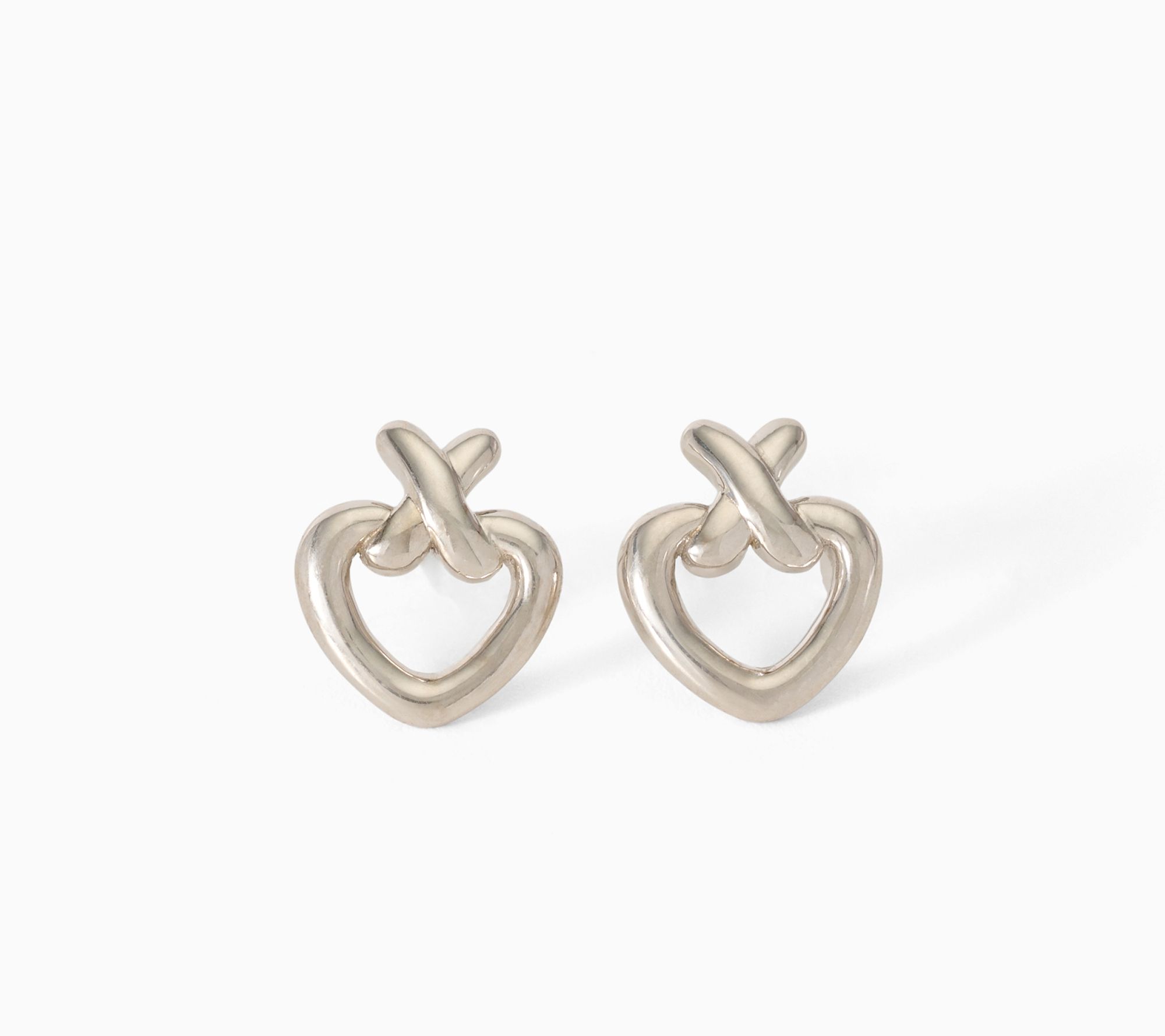 Silver Style XO Heart Stud Earrings