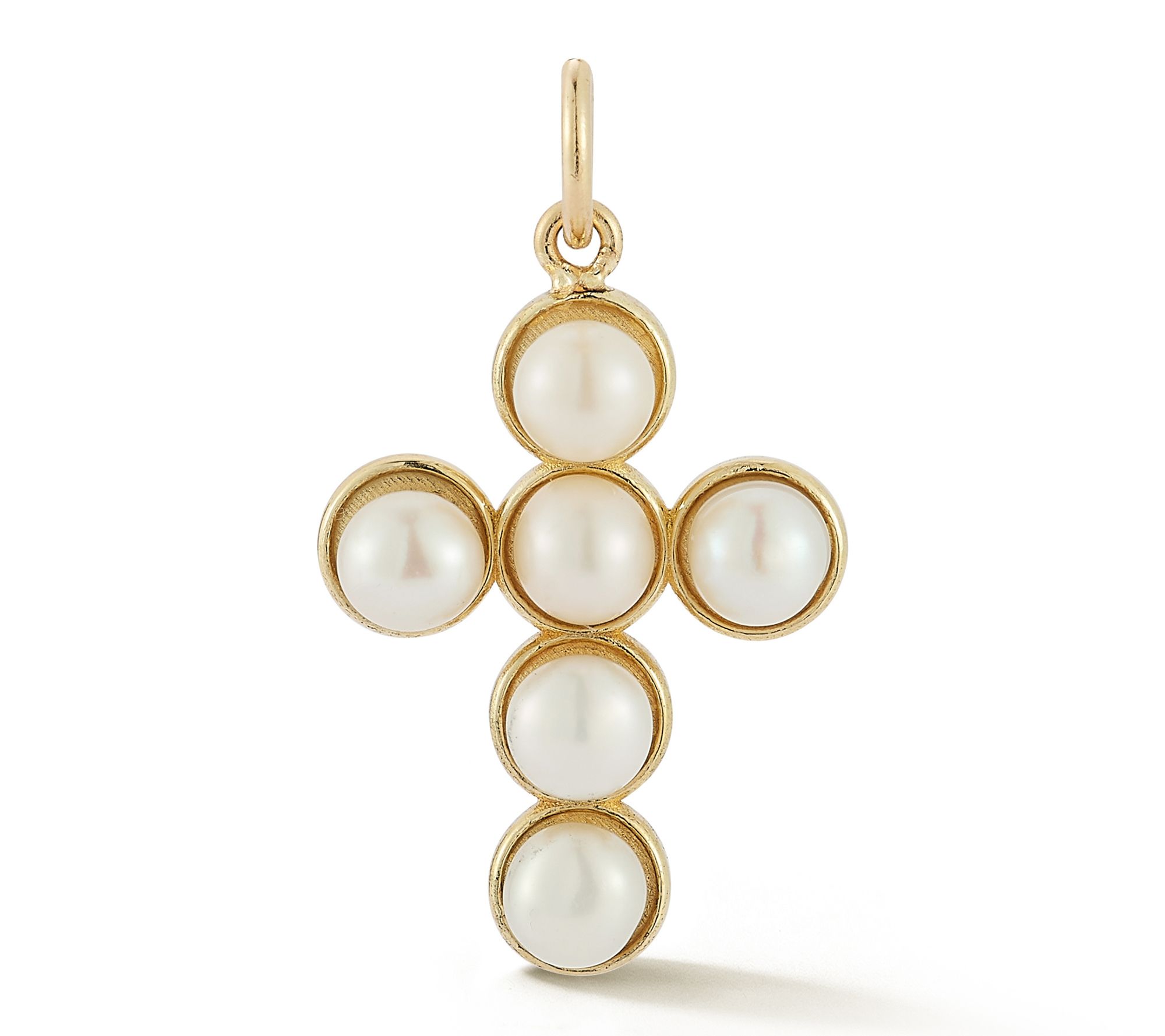 Luminosa Gold 3.5MM Cultured Pearl Cross Pendant, 14K