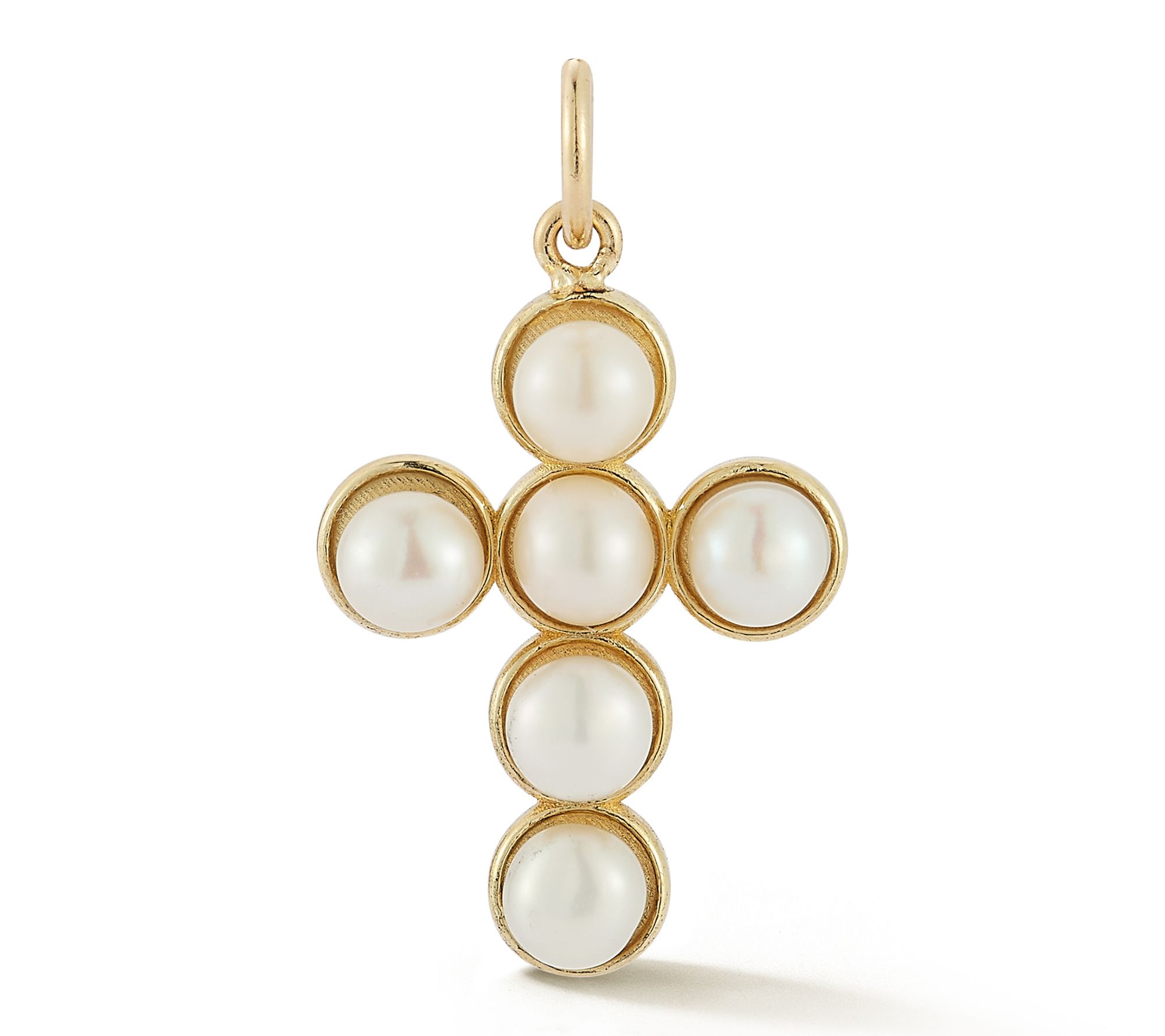 Luminosa Gold 3.5MM Cultured Pearl Cross Pendant, 14K