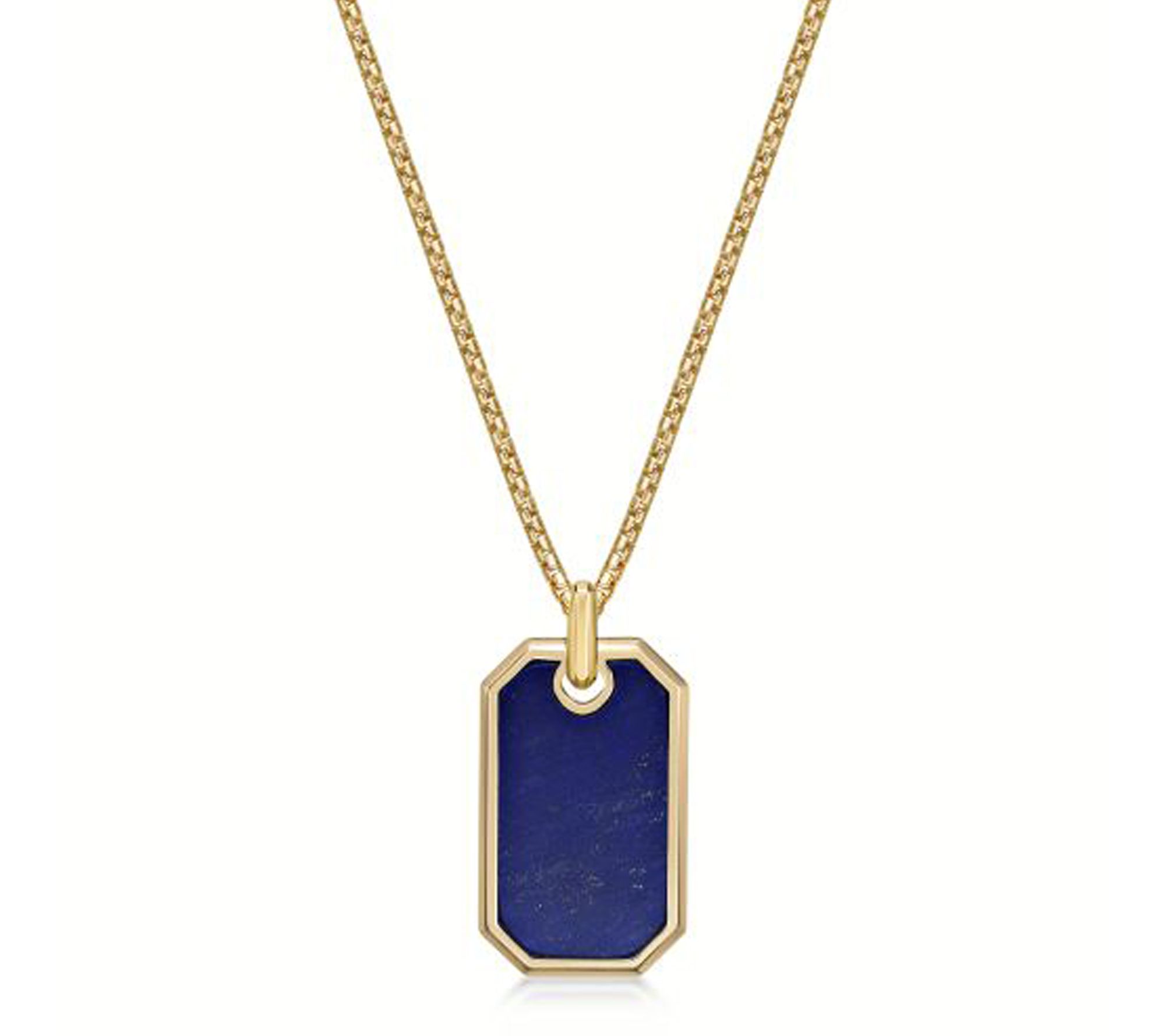 LYNX Men's 14K Gold Plated Gemstone Pendant w/Box Chain