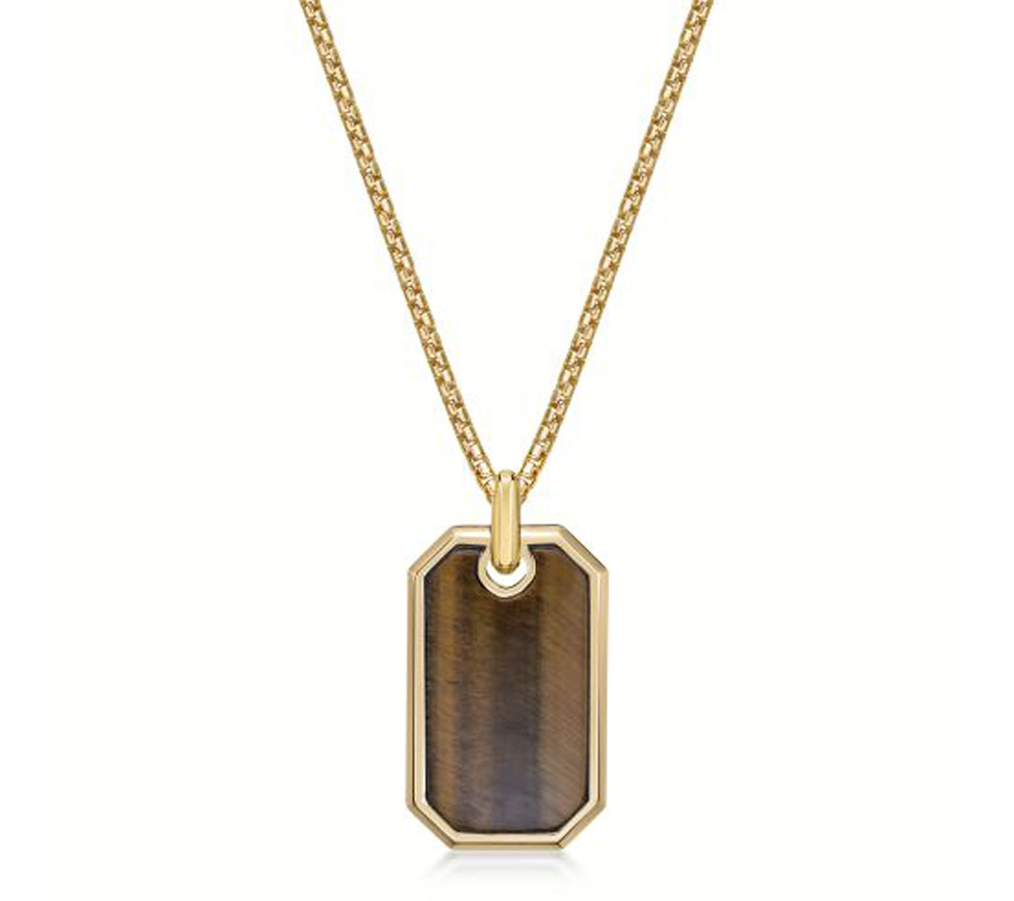 LYNX Men's 14K Gold Plated Gemstone Pendant w/Box Chain