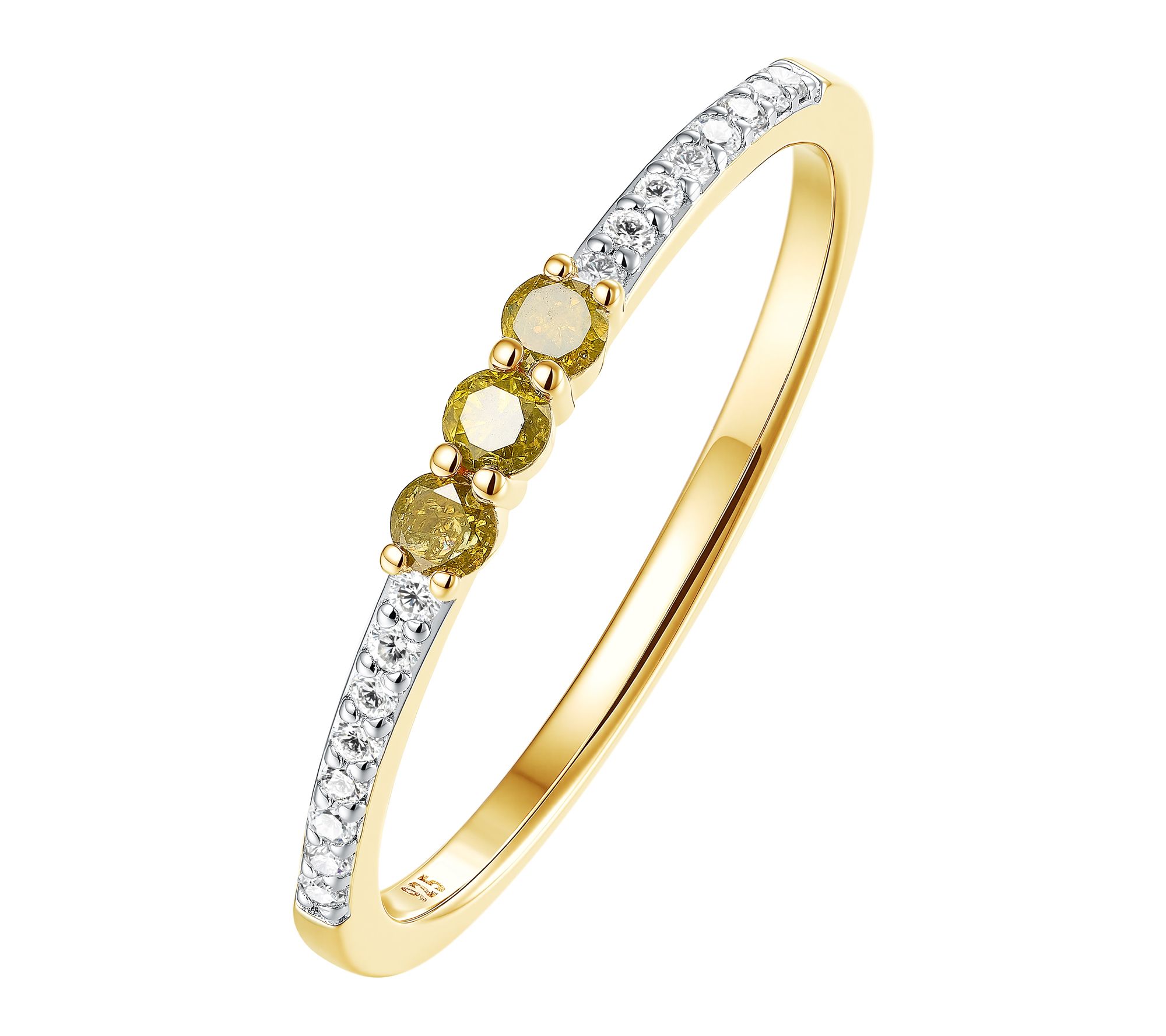 Accent by Affinity .19Ct 3 Stone Band Ring, 14kGold Plated