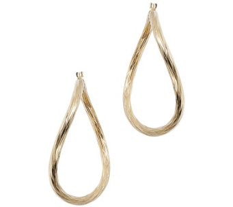 Veronese 18K Gold-Clad 1-3/4" Textured Round Hoop Earrings - J482554
