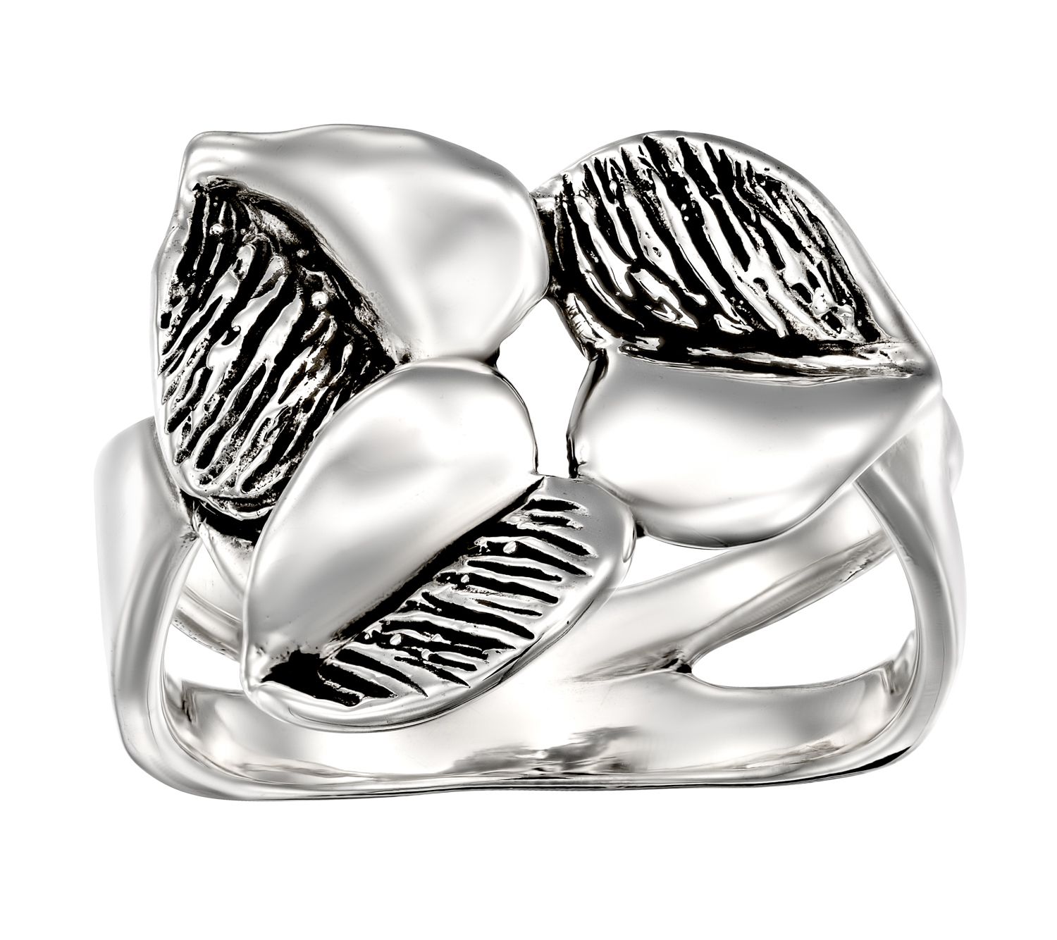 Hagit Sterling Silver Heart Leaf Ring - QVC.com