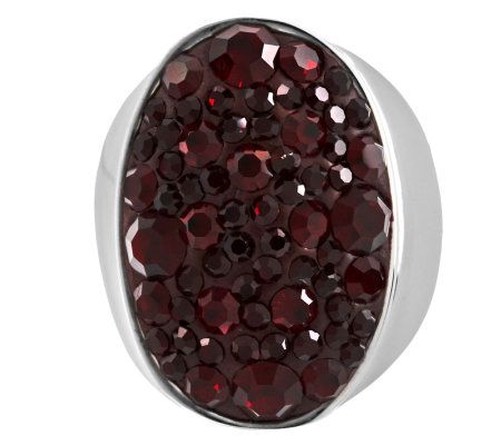 Steel by Design Oval Multi-Crystal Sparkle Ring - QVC.com