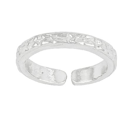 Sterling Textured Floral Toe Ring - QVC.com