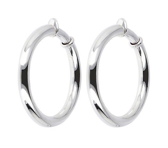 UltraFine Silver 1-1/2" Polished Clip-On Hoop Earrings