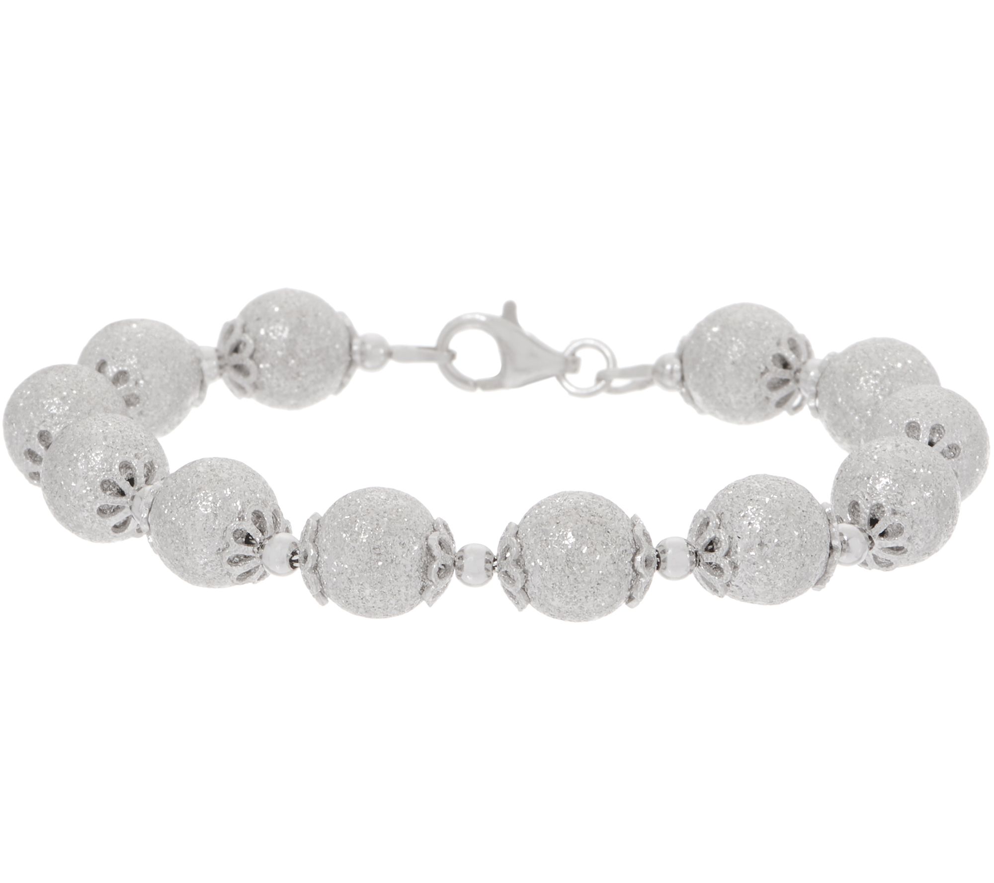 Sterling Silver Textured Bead 63/4" Bracelet by Silver Style 12.4g