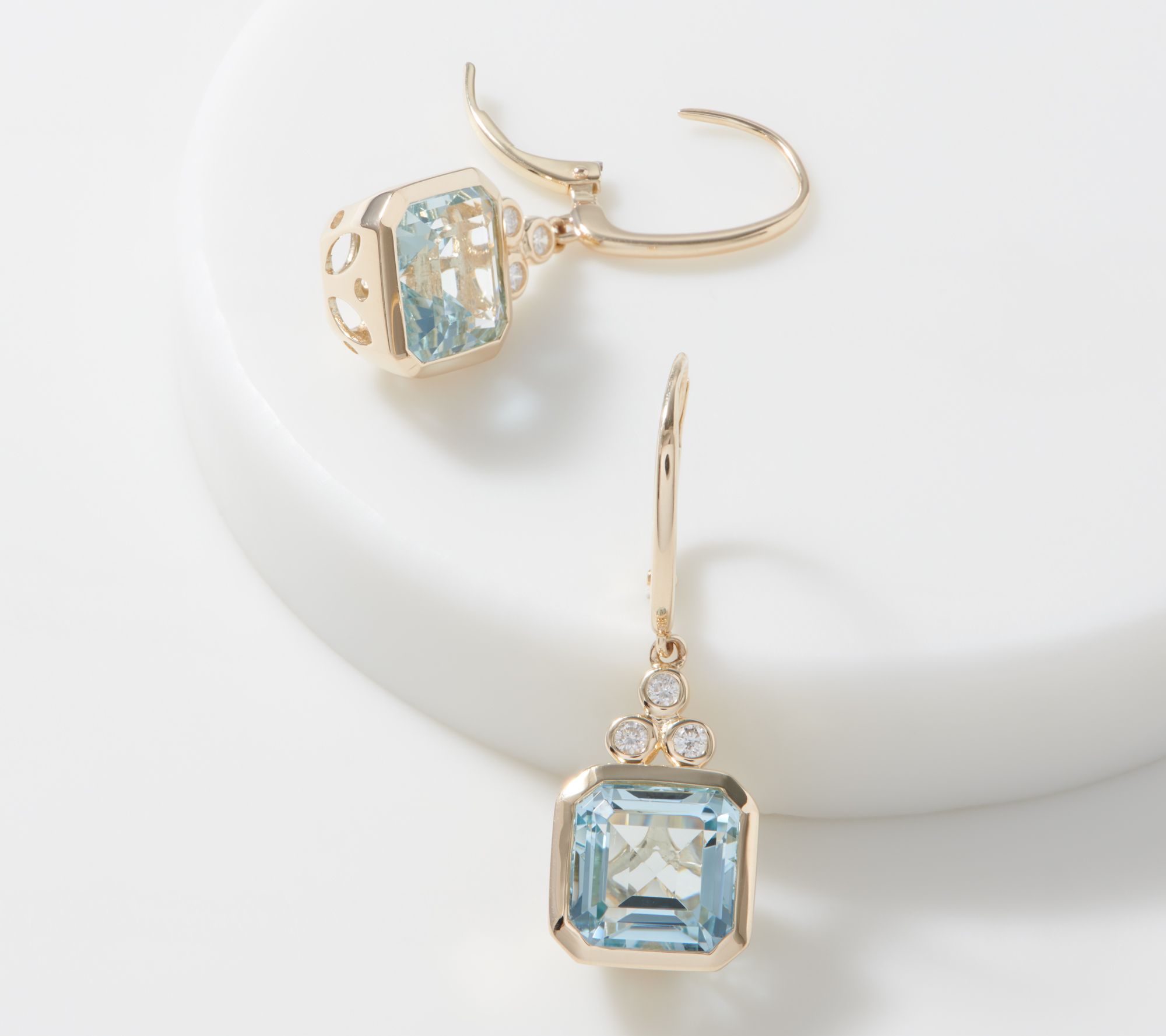 Octagon-Cut Gemstone & Diamond Drop Earrings, 6.00 cttw, 14K Gold - QVC.com