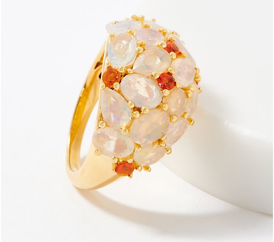 HSN Rarities Sterling Ethiopian Opal & Gemstone Cluster Ring Sz 7 $739