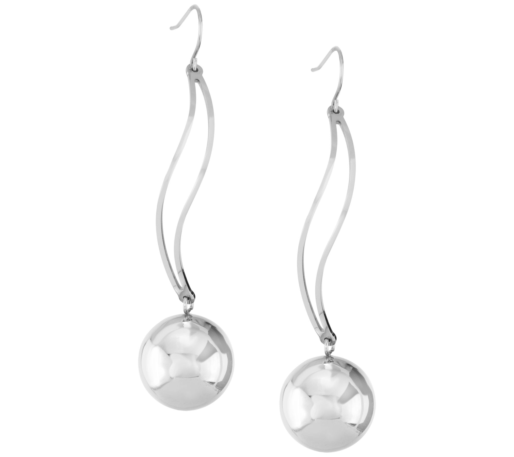 Steel by Design Stainless Bead Drop Earrings - QVC.com