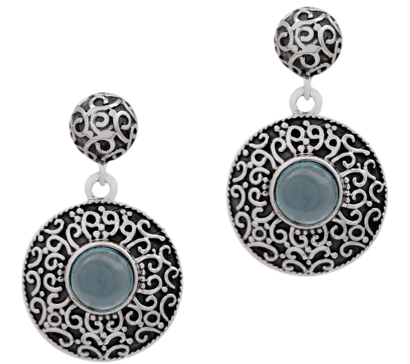 Artisan Crafted Sterling Silver Apatite Disc Earrings