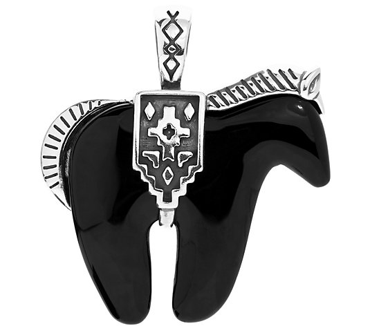 American West Black Agate Horse Pendant Enhancer