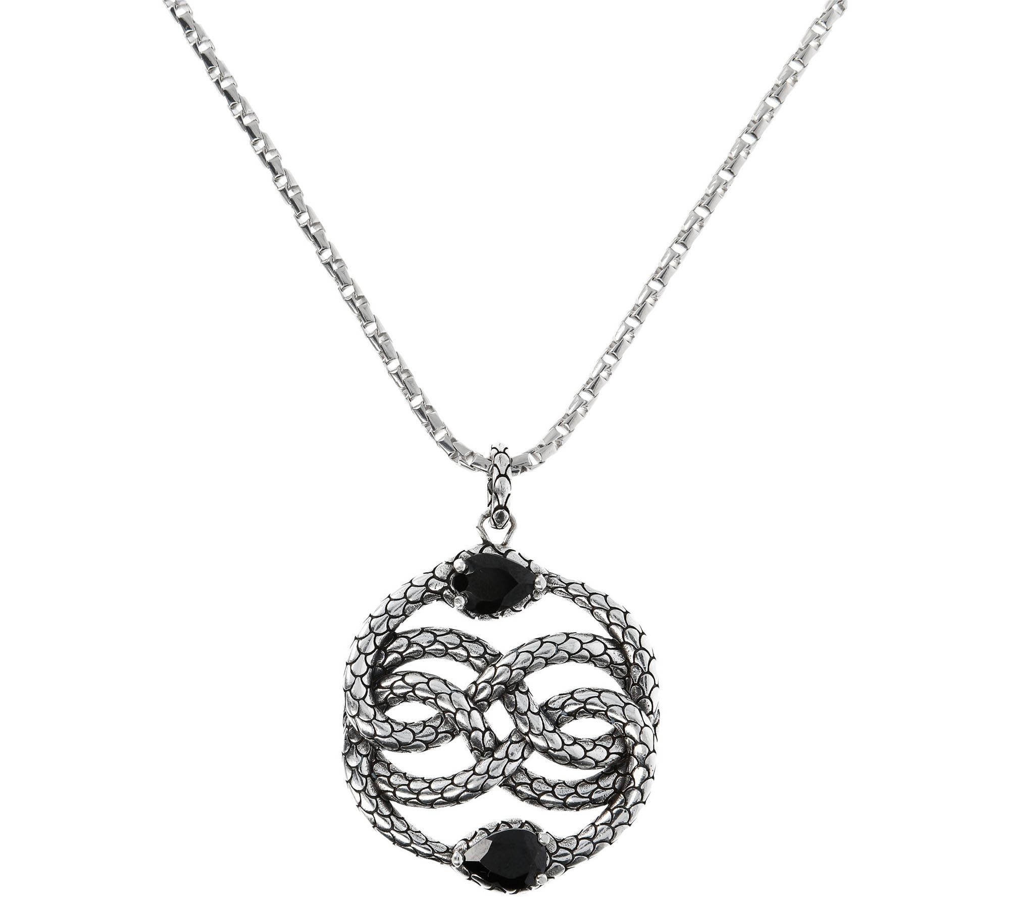 Mistero Sterling Bold Round Gemstone Pendant with 28" Chain