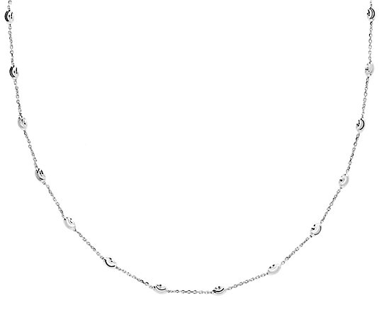 UltraFine Silver 18" Diamond-Cut Oval Bead Necklace 4.3g