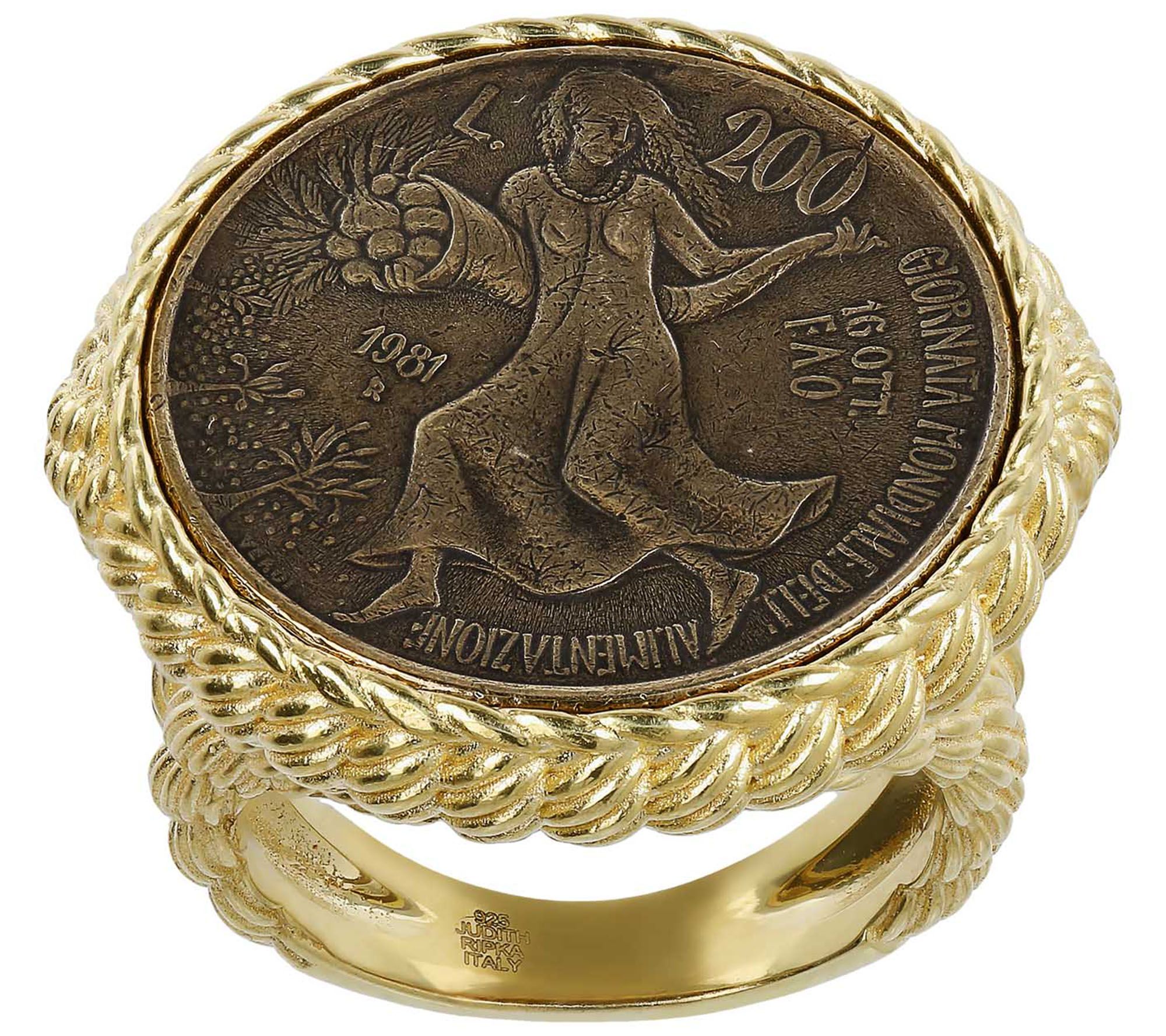 Judith Ripka Verona 14K Clad Coin Ring - QVC.com